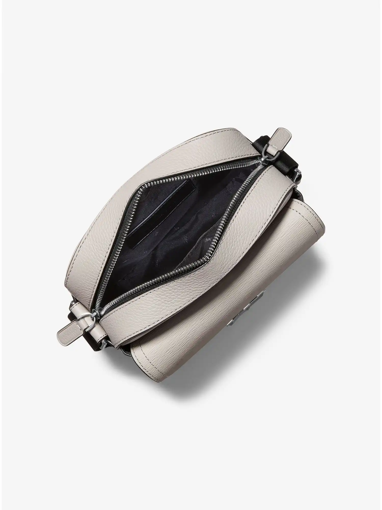 Hudson Textured Leather Messenger Bag Pearl Grey
