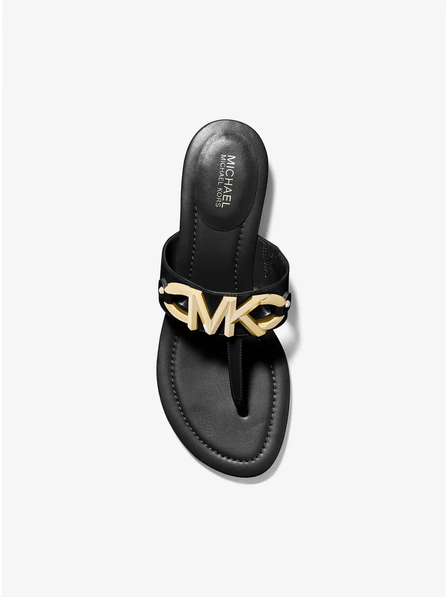 Izzy Logo Embellished Leather Sandal Black
