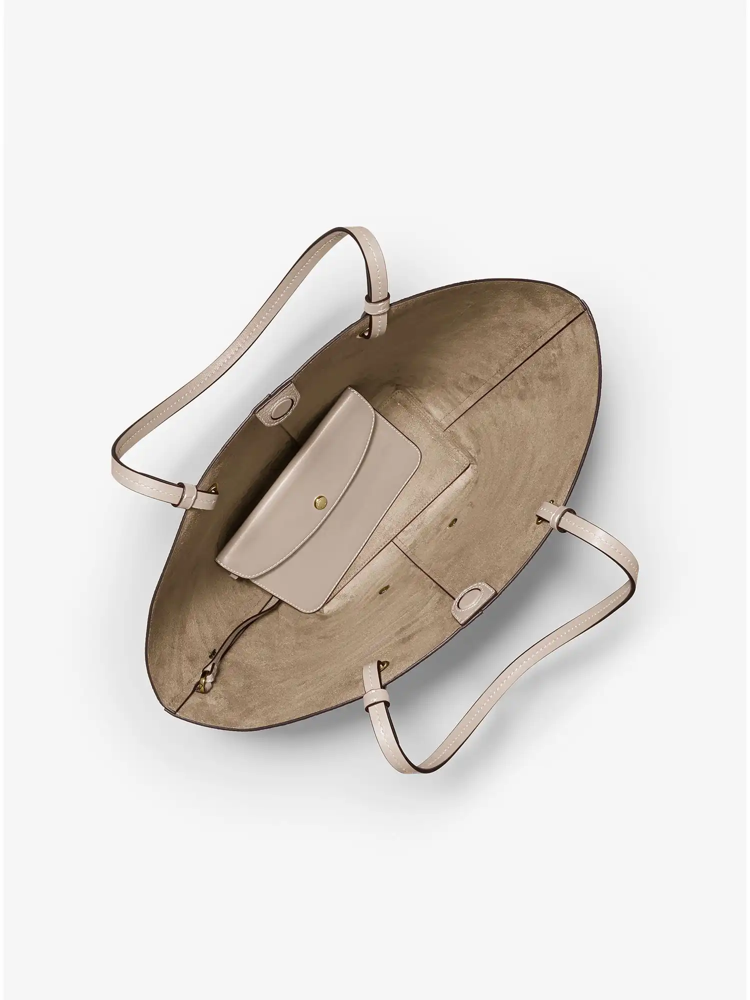 Izzy Medium Logo Embellished Pebbled Leather Tote Bag Light Sand
