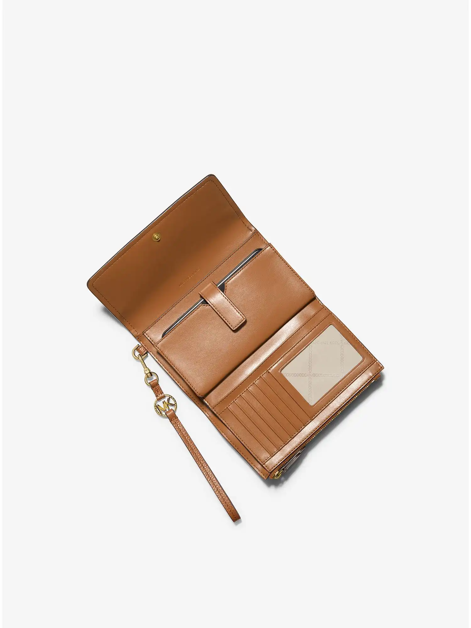 Jet Set Charm Large Logo Jacquard Smartphone Wallet Beige Ebony Brown