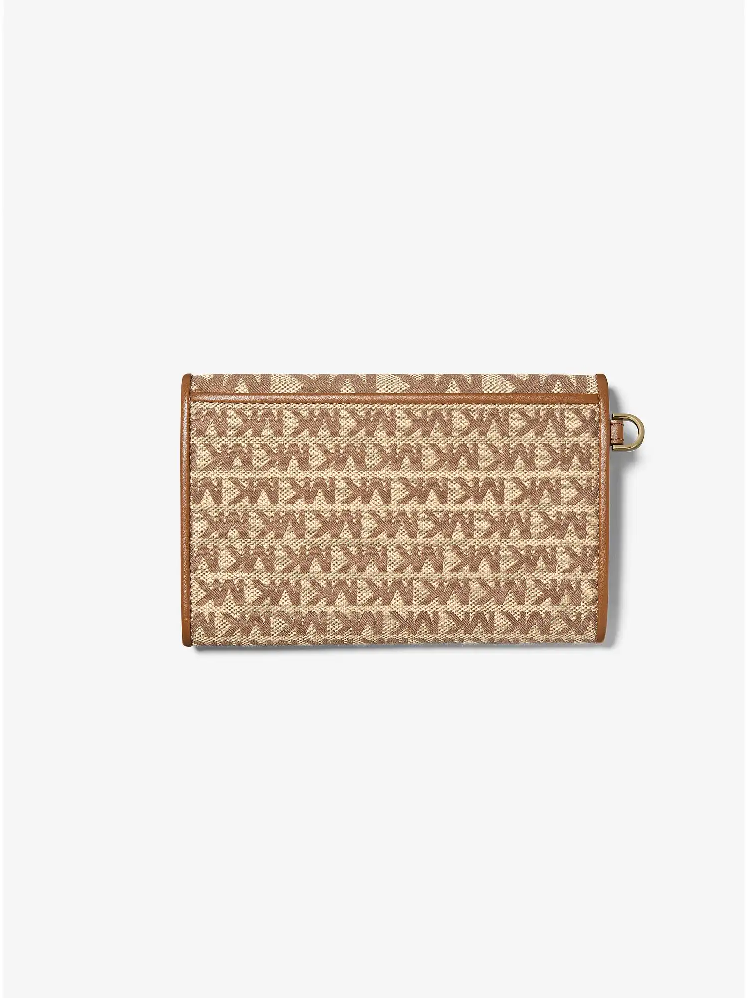 Jet Set Charm Large Logo Jacquard Smartphone Wallet Beige Ebony Brown