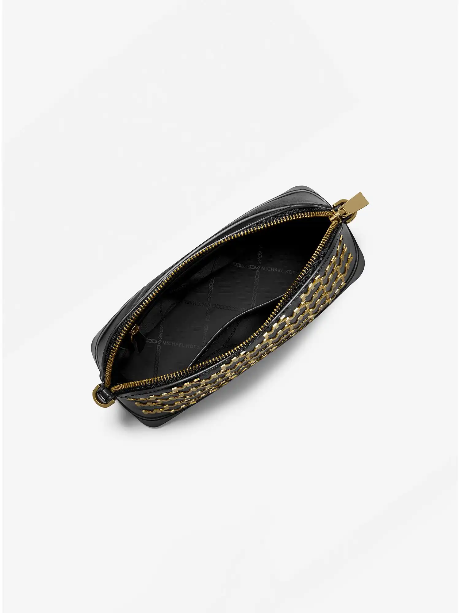 Jet Set Large Embellished Faux Leather Dome Crossbody Bag Black