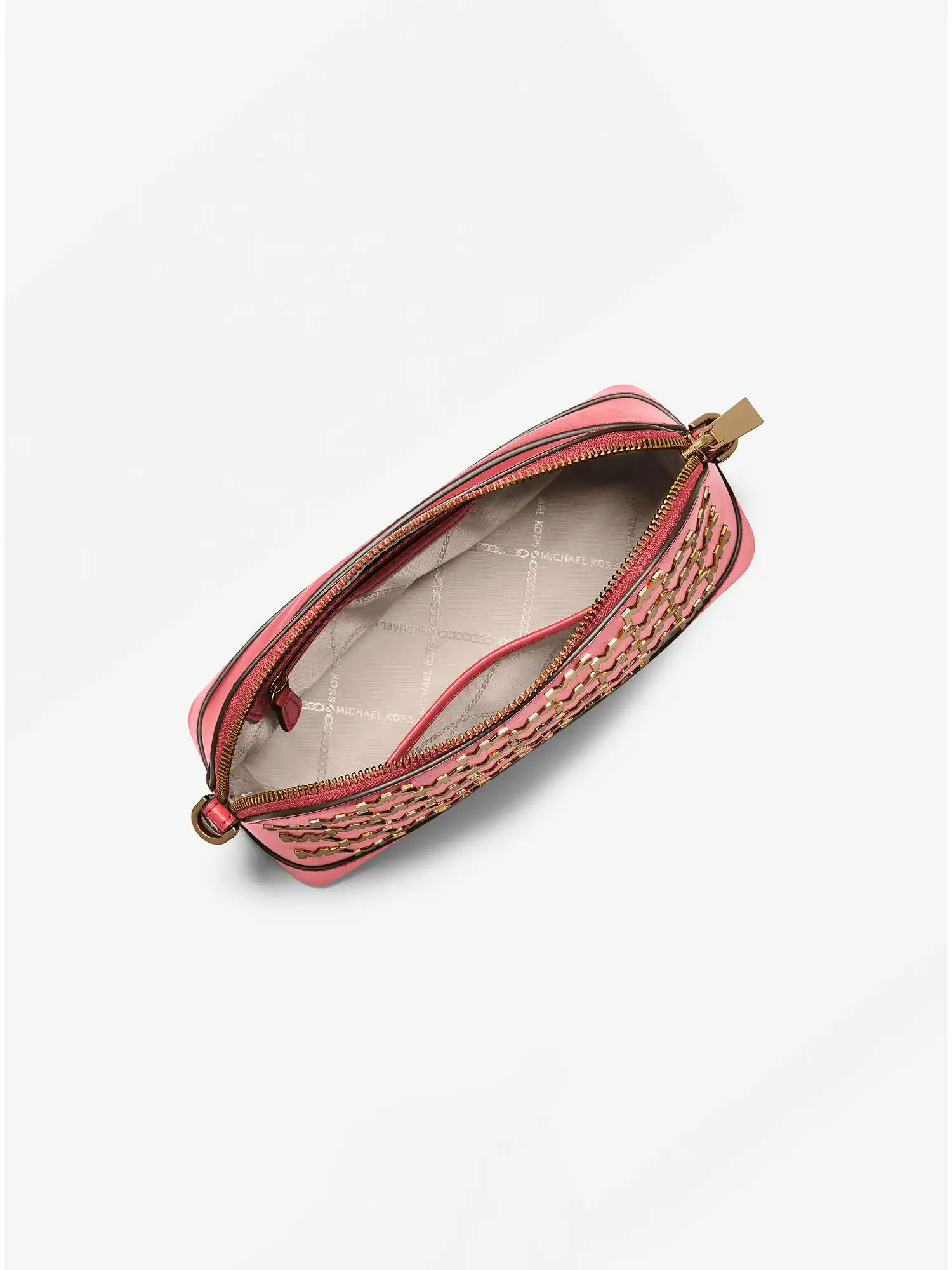 Jet Set Large Embellished Faux Leather Dome Crossbody Bag Dahlia