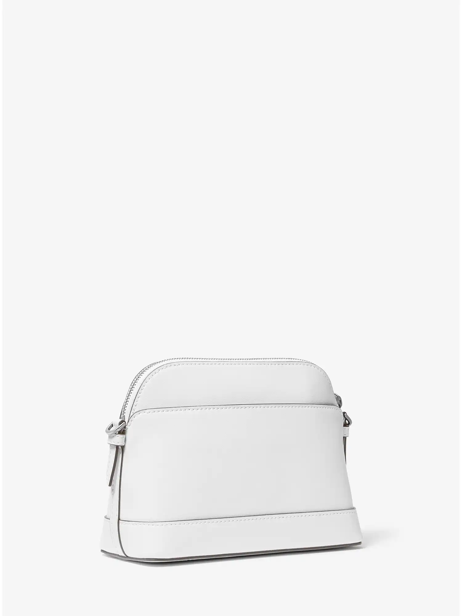 Jet Set Large Embellished Faux Leather Dome Crossbody Bag Optic White