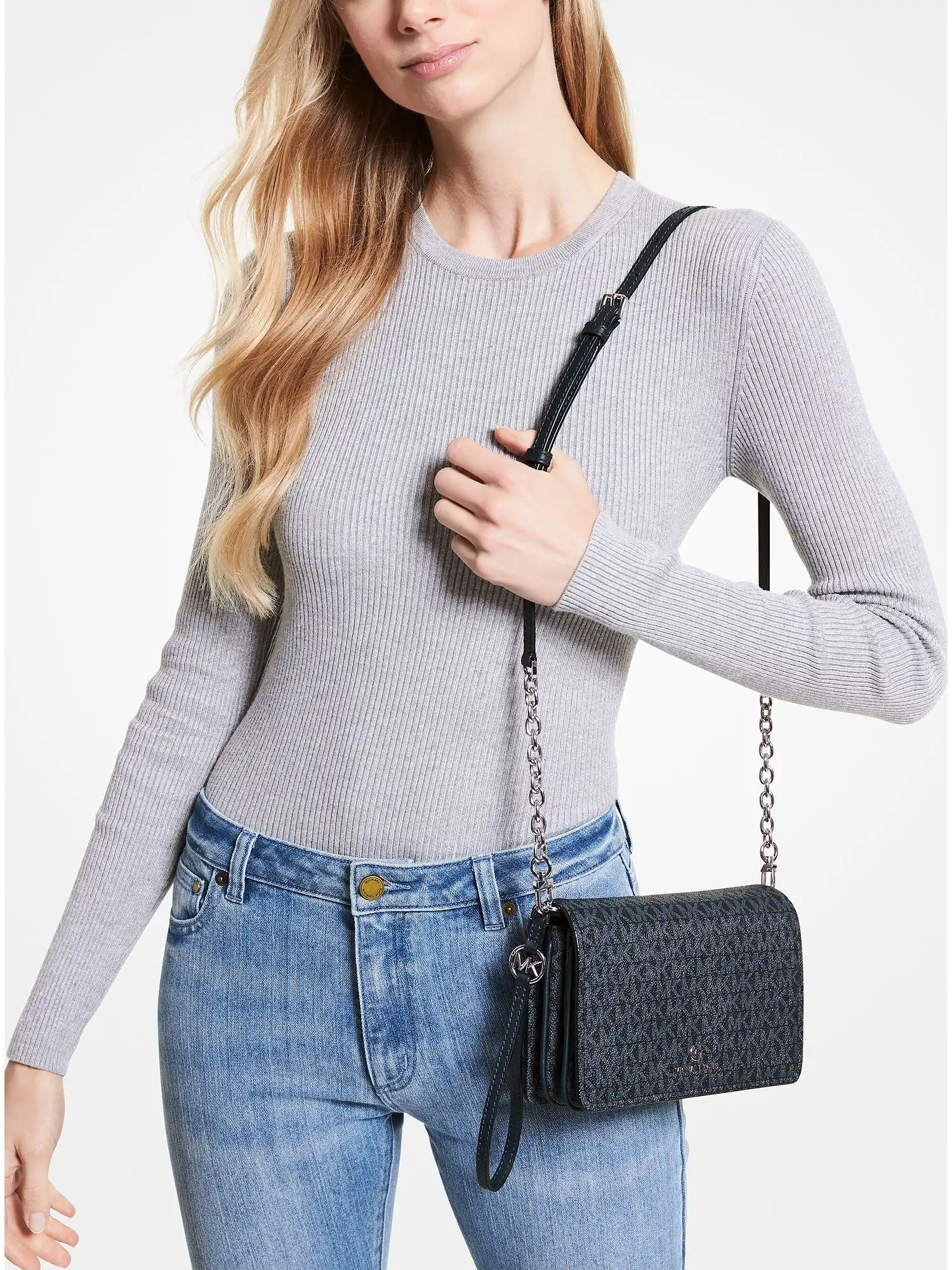 Jet Set Large Logo Crossbody Bag Admrl Plblue