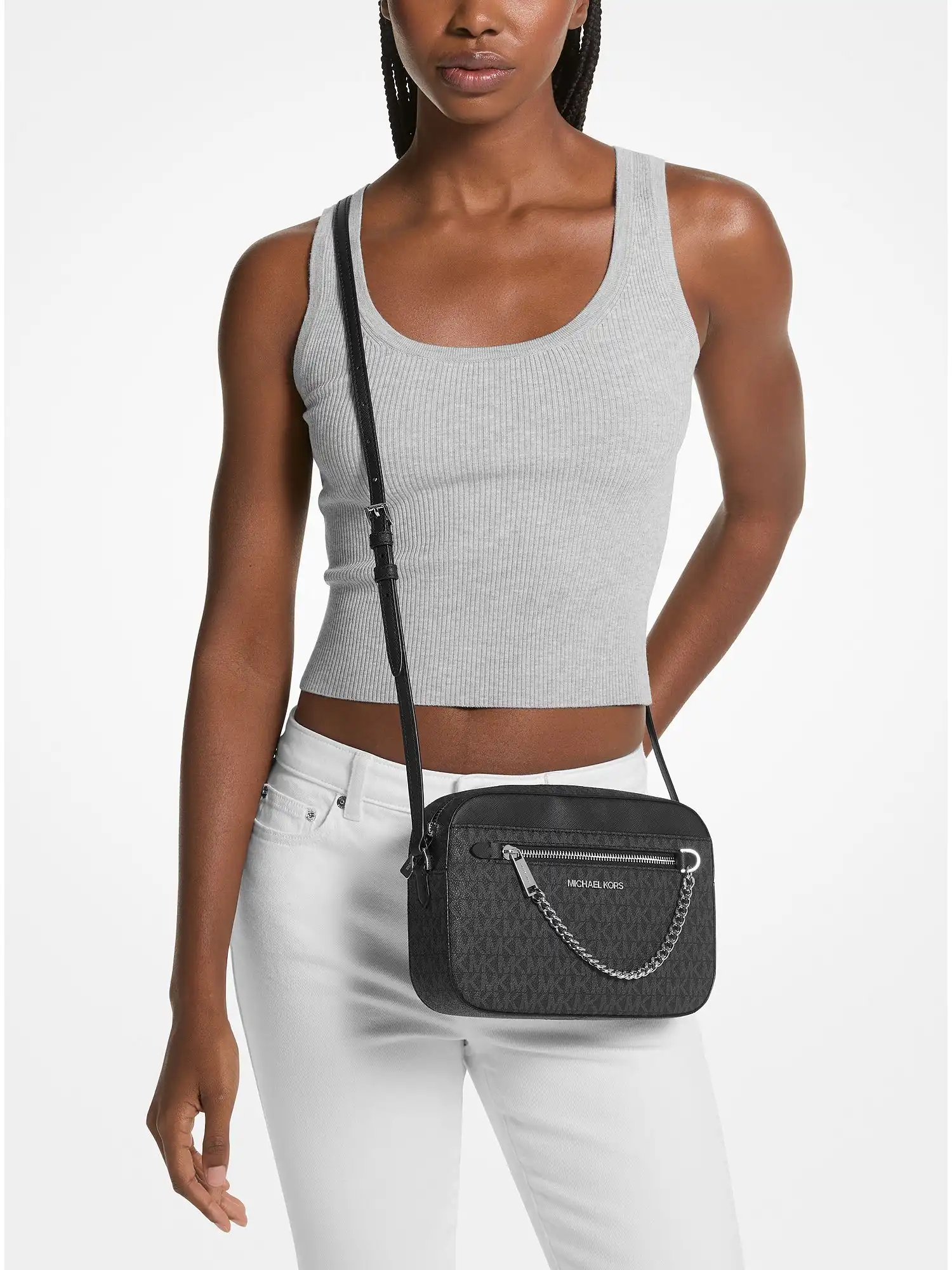 Jet Set Large Logo Crossbody Bag Black