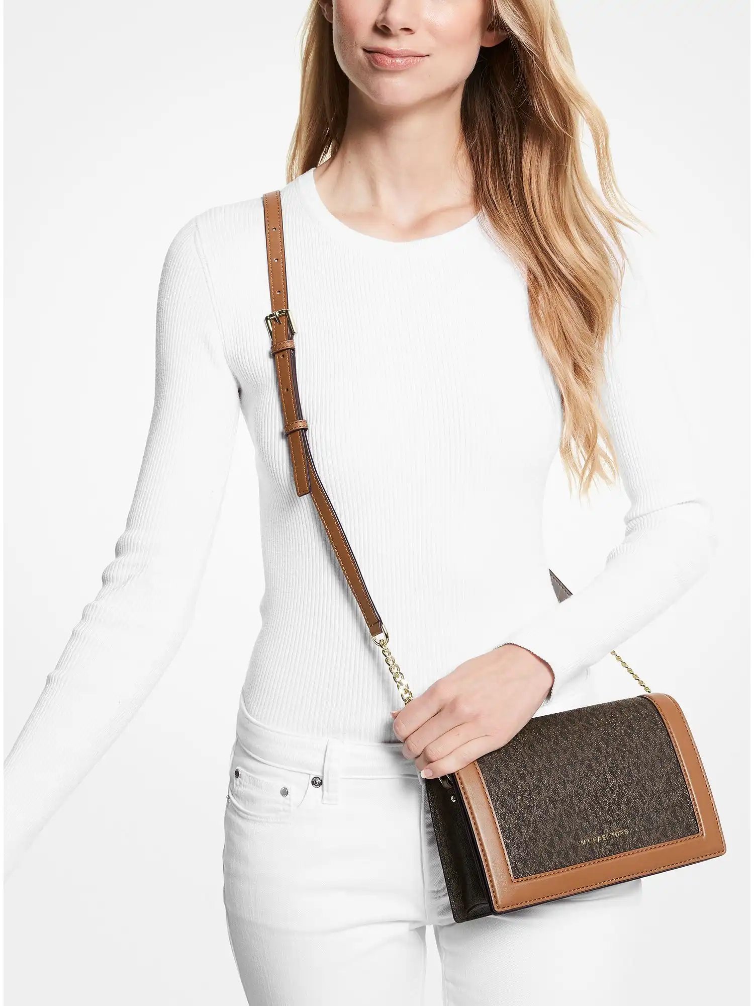 Jet Set Large Logo Crossbody Bag Brn Acorn