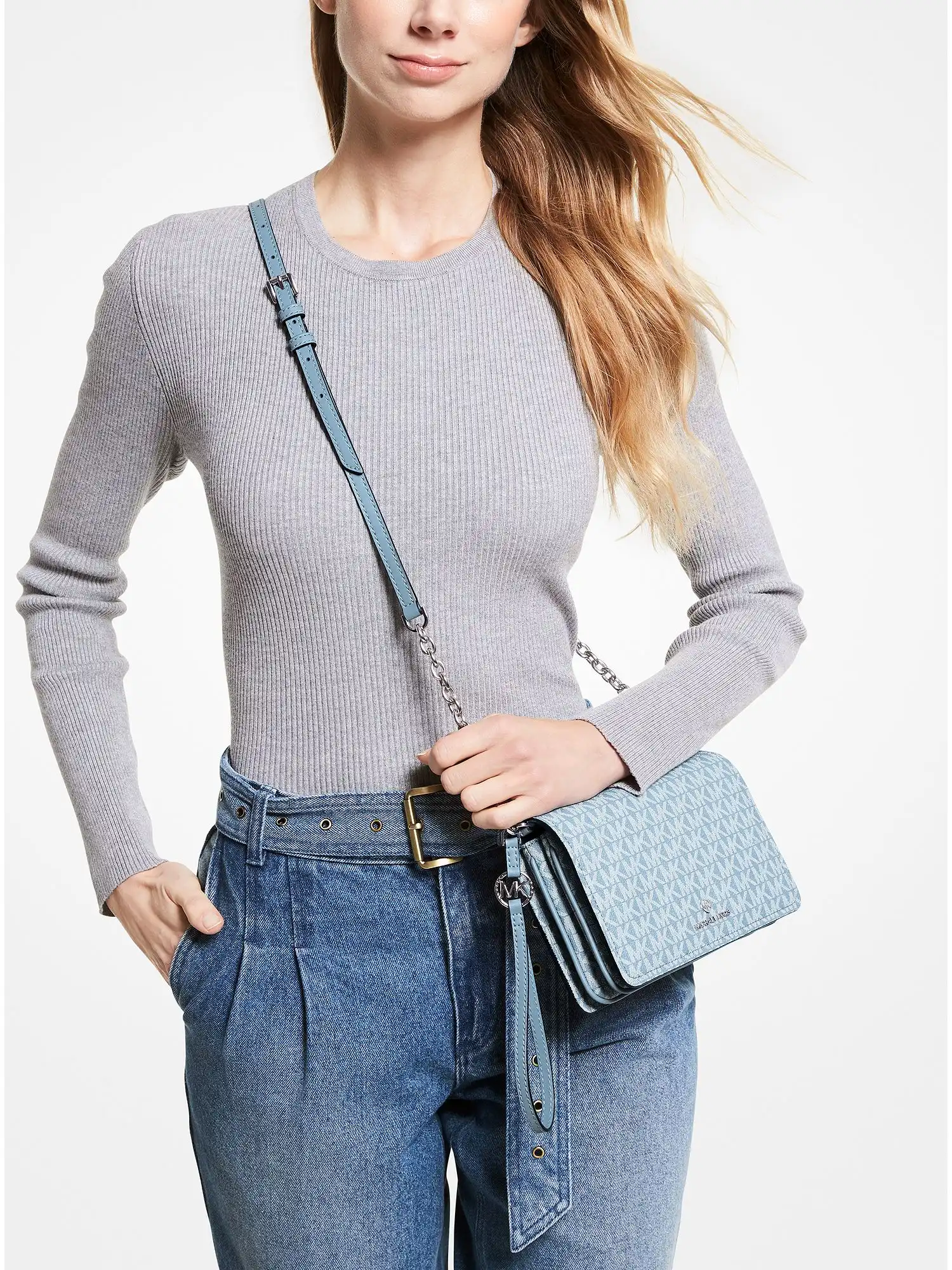 Jet Set Large Logo Crossbody Bag Chambray