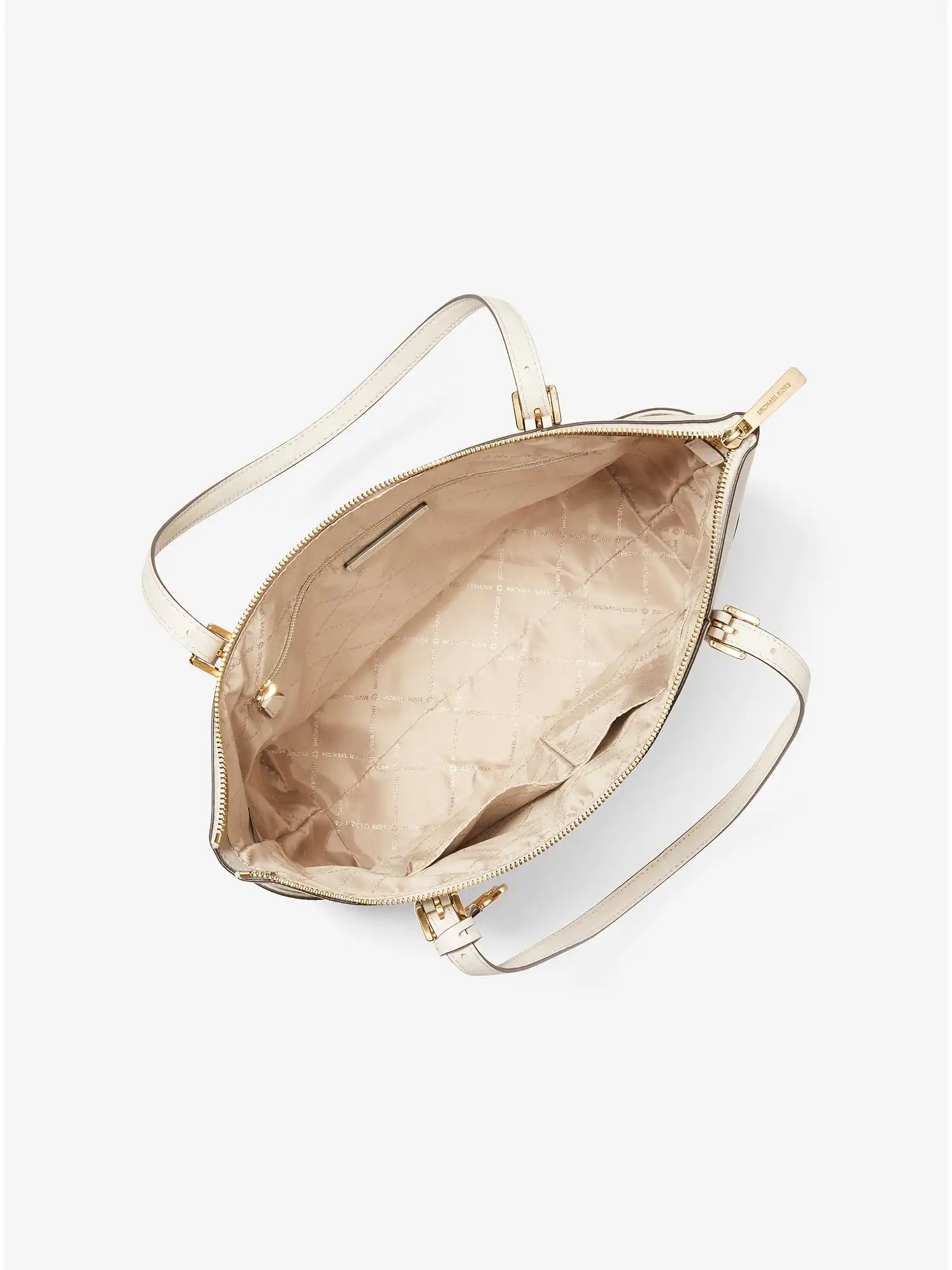 Jet Set Large Saffiano Leather Top-Zip Tote Bag Lt Cream
