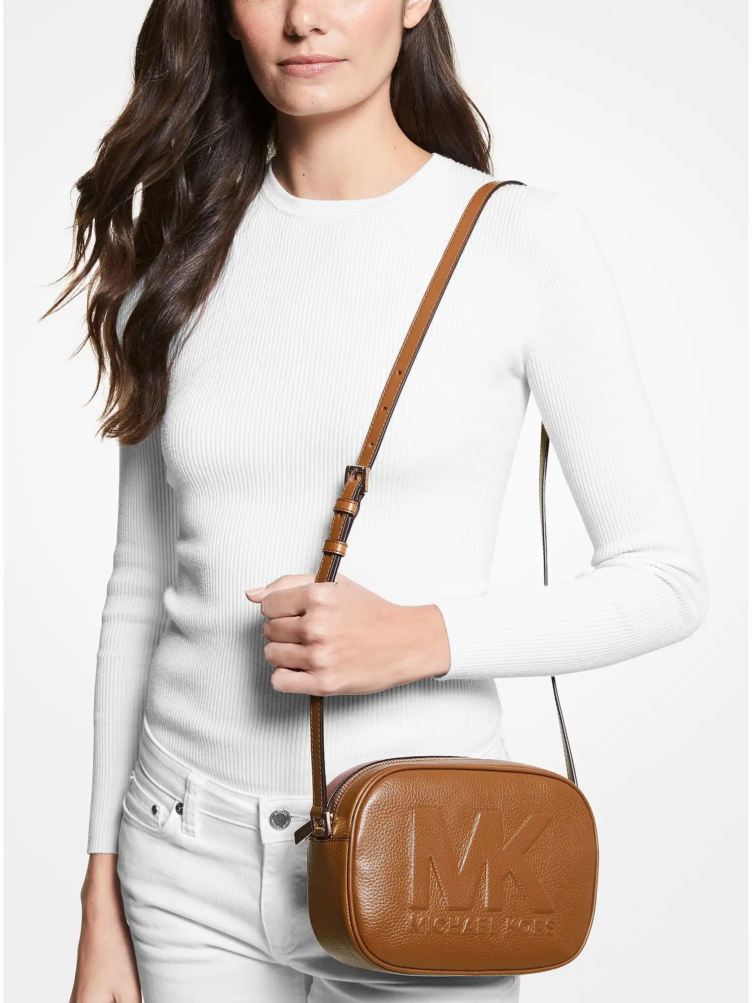 Jet Set Medium Embossed Pebbled Leather Crossbody Bag Luggage