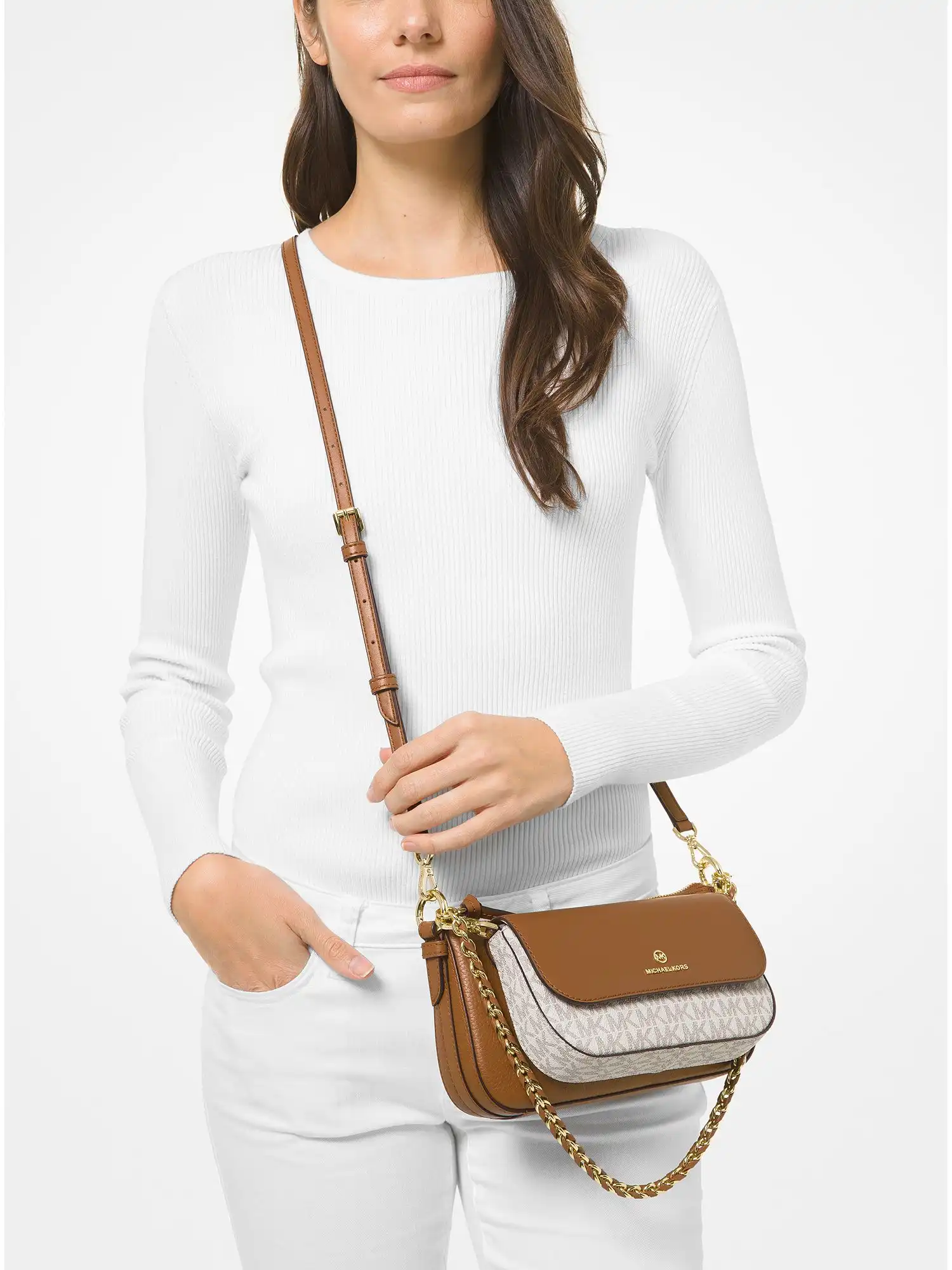 Jet Set Medium Leather and Logo 4-in-1 Crossbody Bag Set Vanilla Acorn
