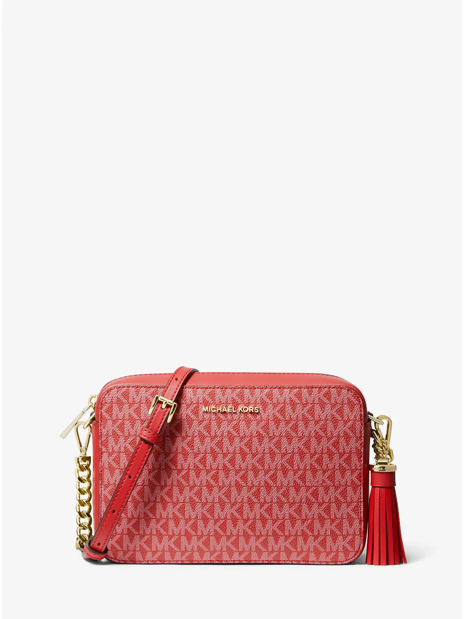 Jet Set Medium Logo Camera Bag Crimson