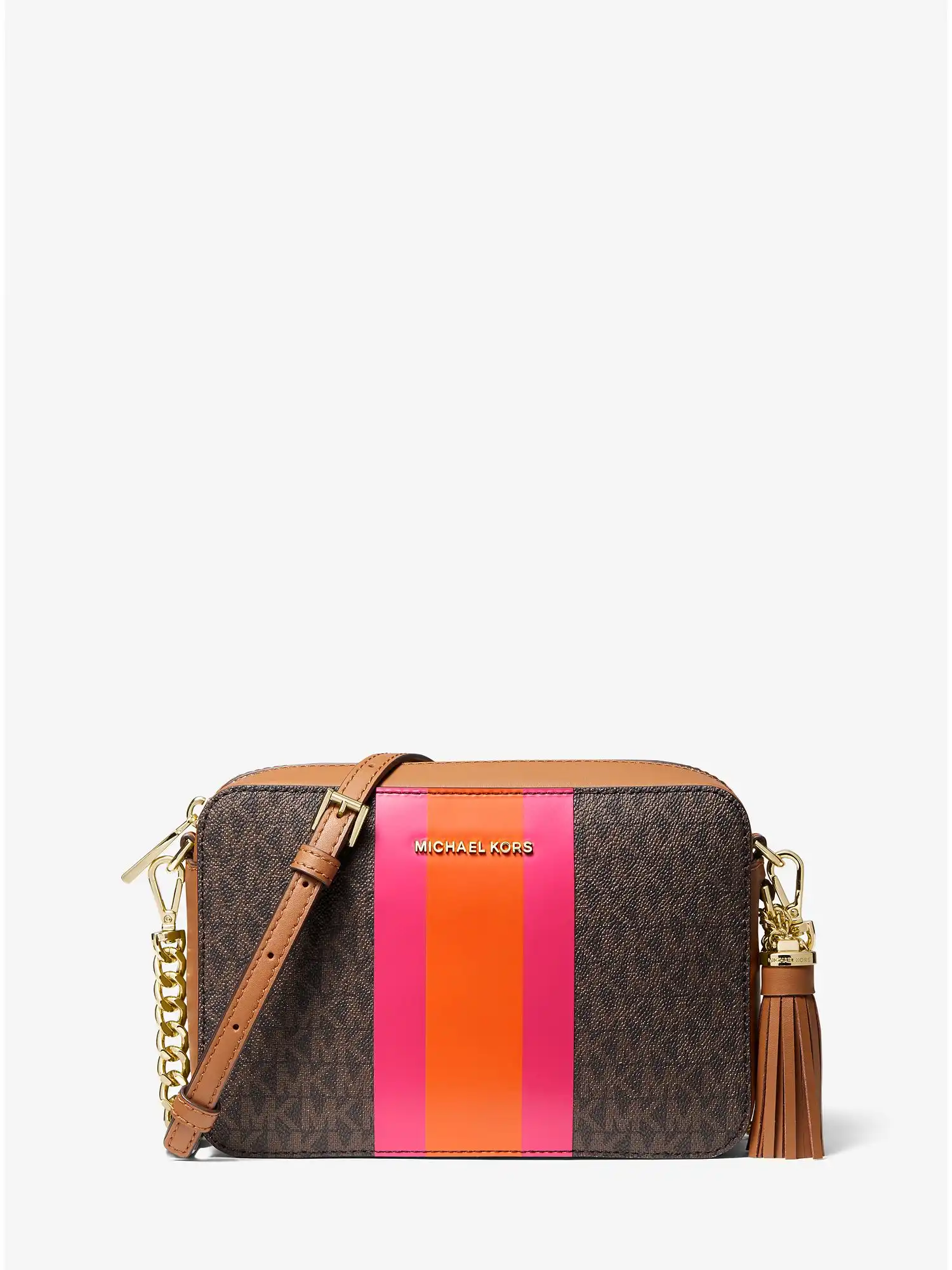 Jet Set Medium Logo Stripe Camera Bag Electric Pink