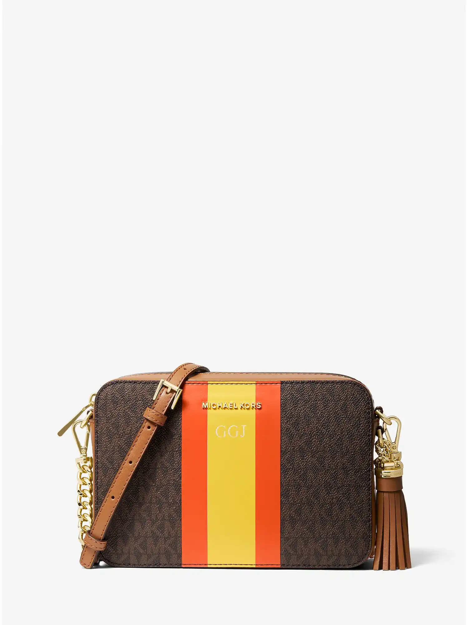 Jet Set Medium Logo Stripe Camera Bag Poppy