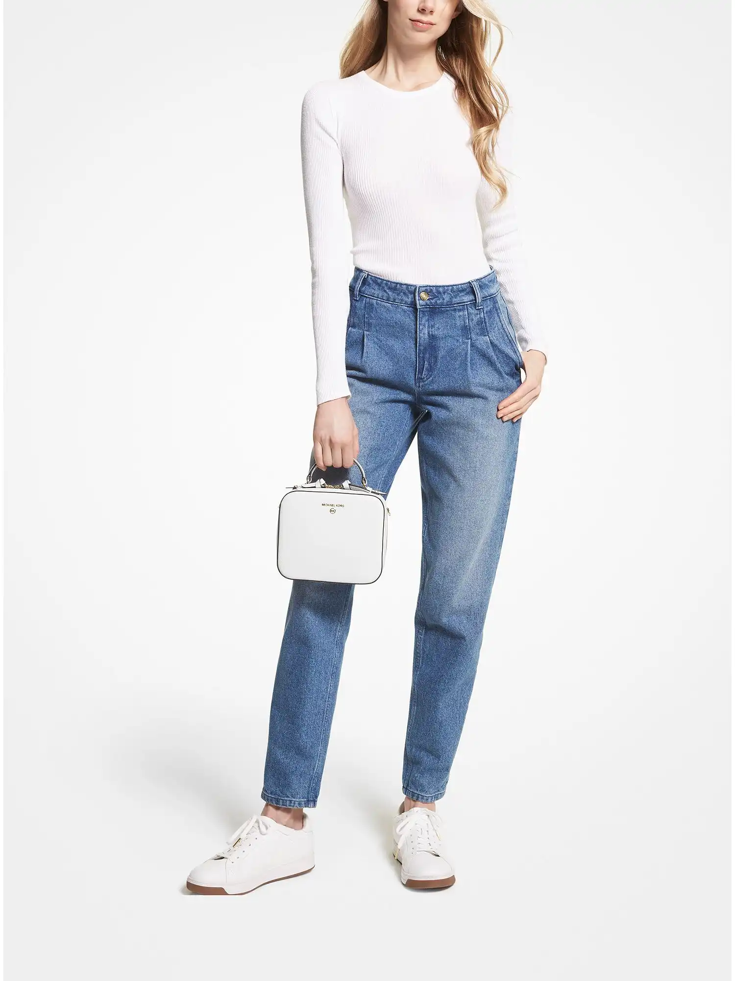 Jet Set Medium Pebbled Leather Crossbody Bag Optic White