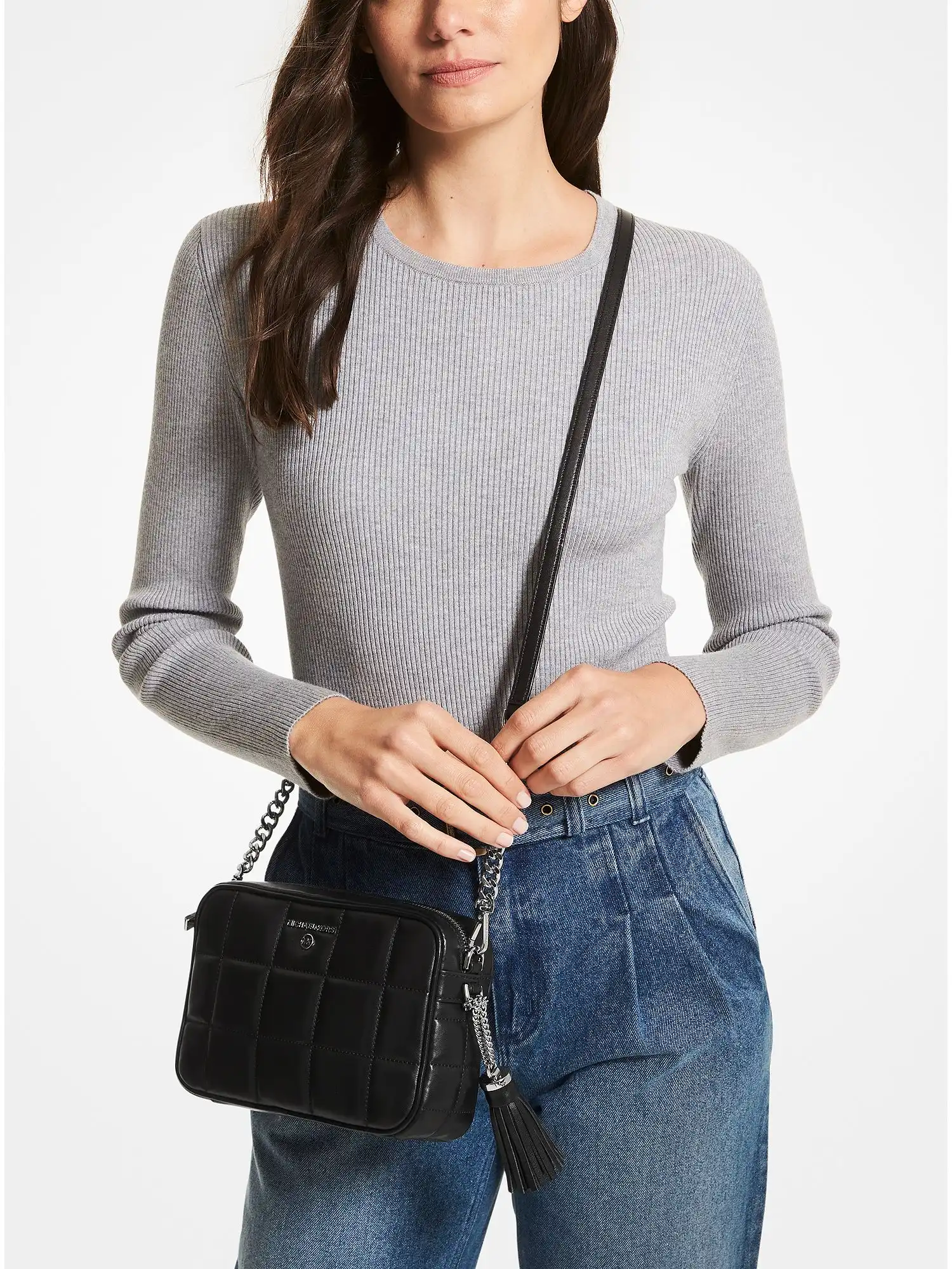 Jet Set Medium Quilted Leather Camera Bag Black