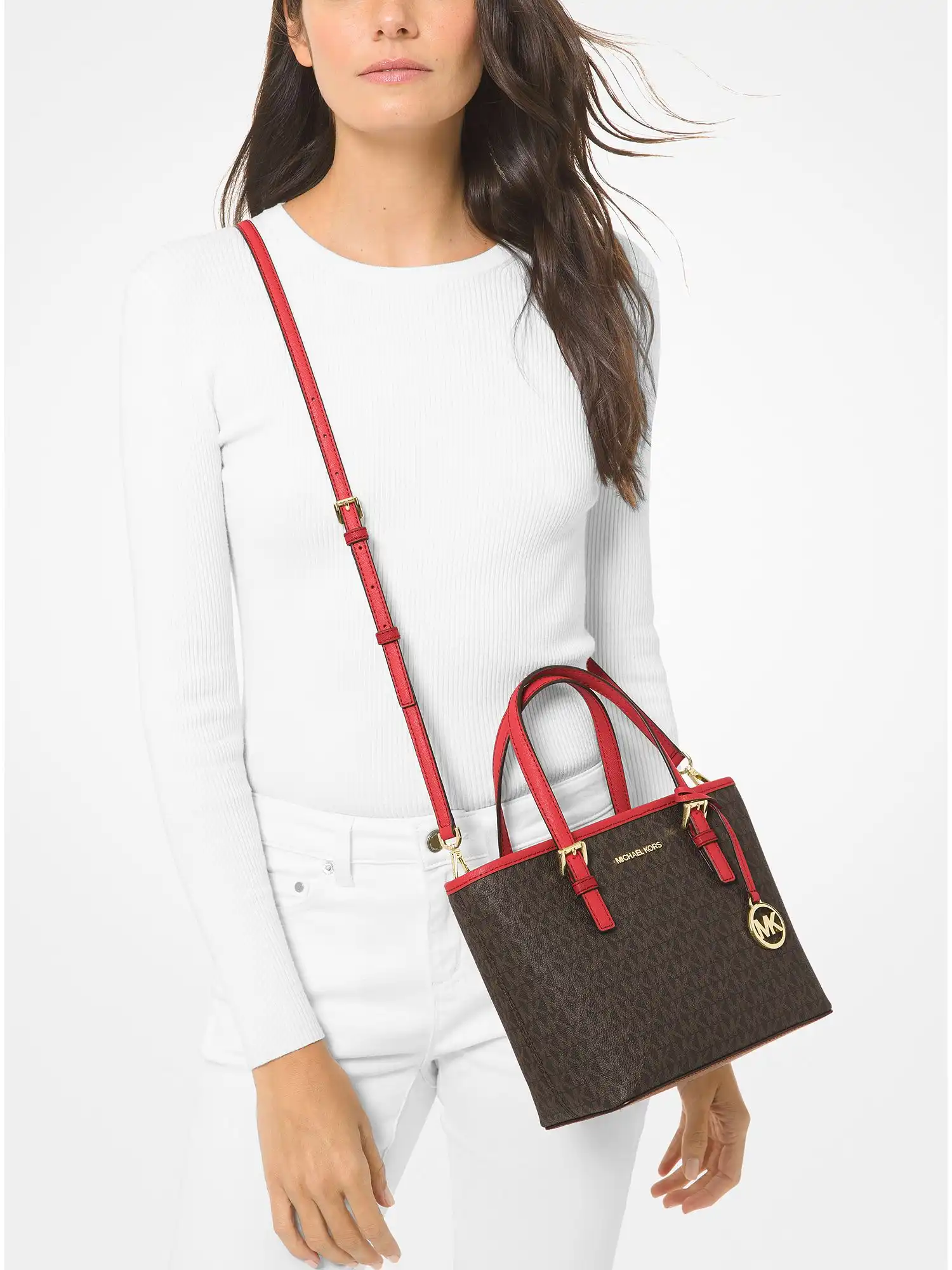 Jet Set Travel Extra-Small Logo Top-Zip Tote Bag Flame
