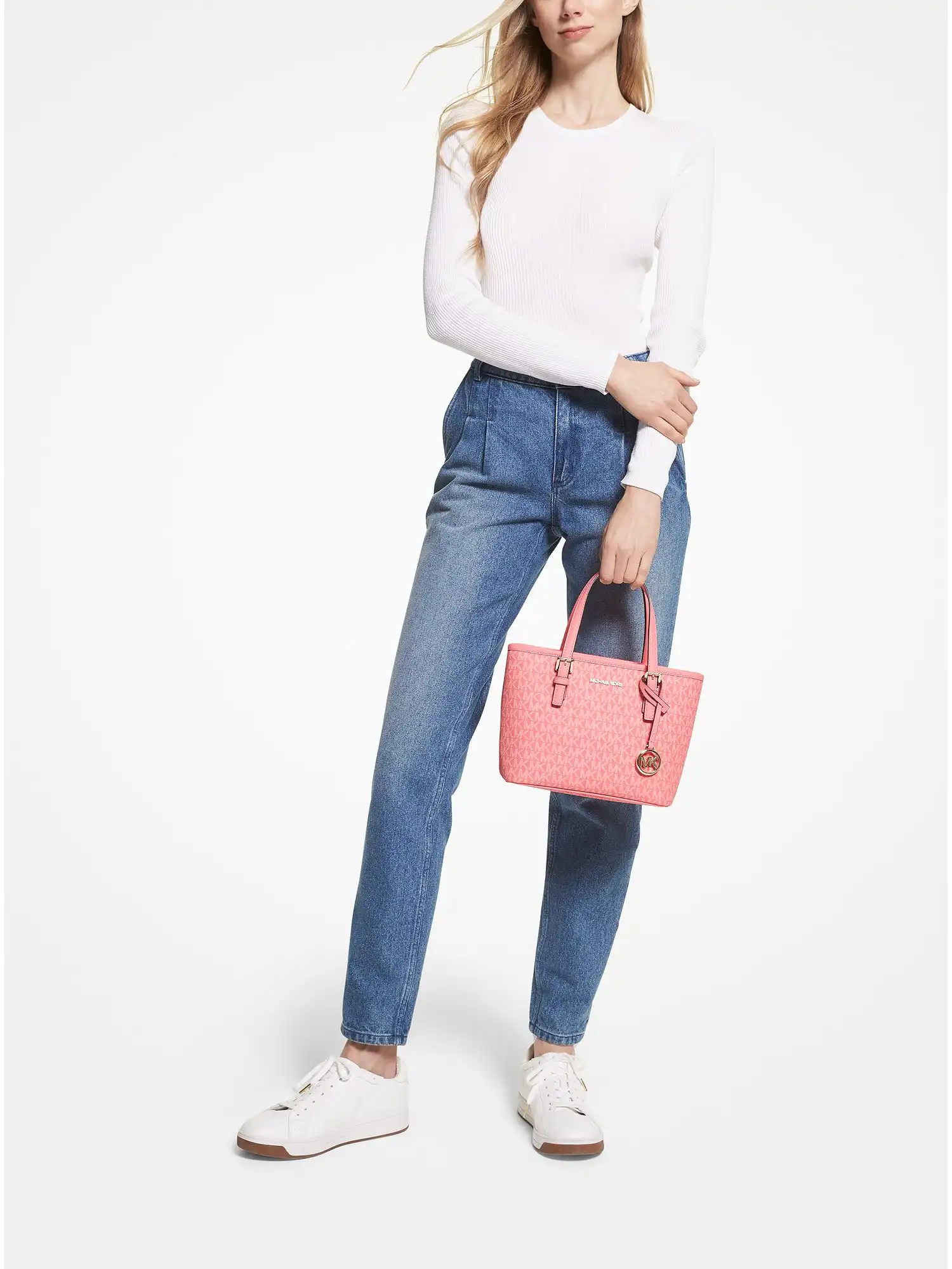 Jet Set Travel Extra-Small Logo Top-Zip Tote Bag Grapefruit