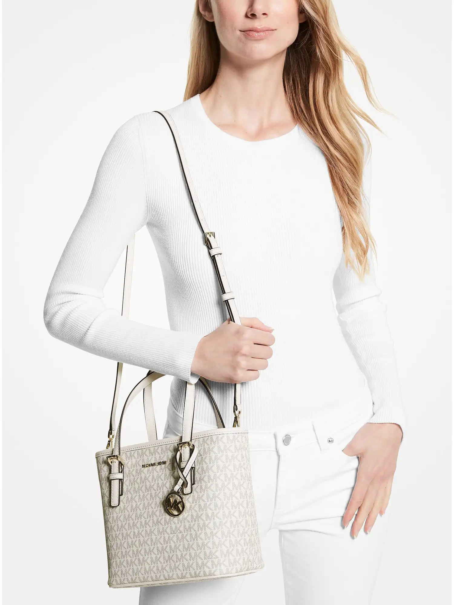 Jet Set Travel Extra-Small Logo Top-Zip Tote Bag Lt Crm Multi