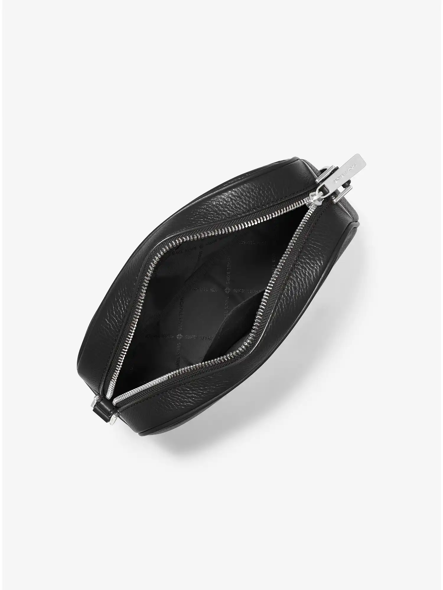 Jet Set Travel Medium Logo Embossed Pebbled Leather Crossbody Bag Black