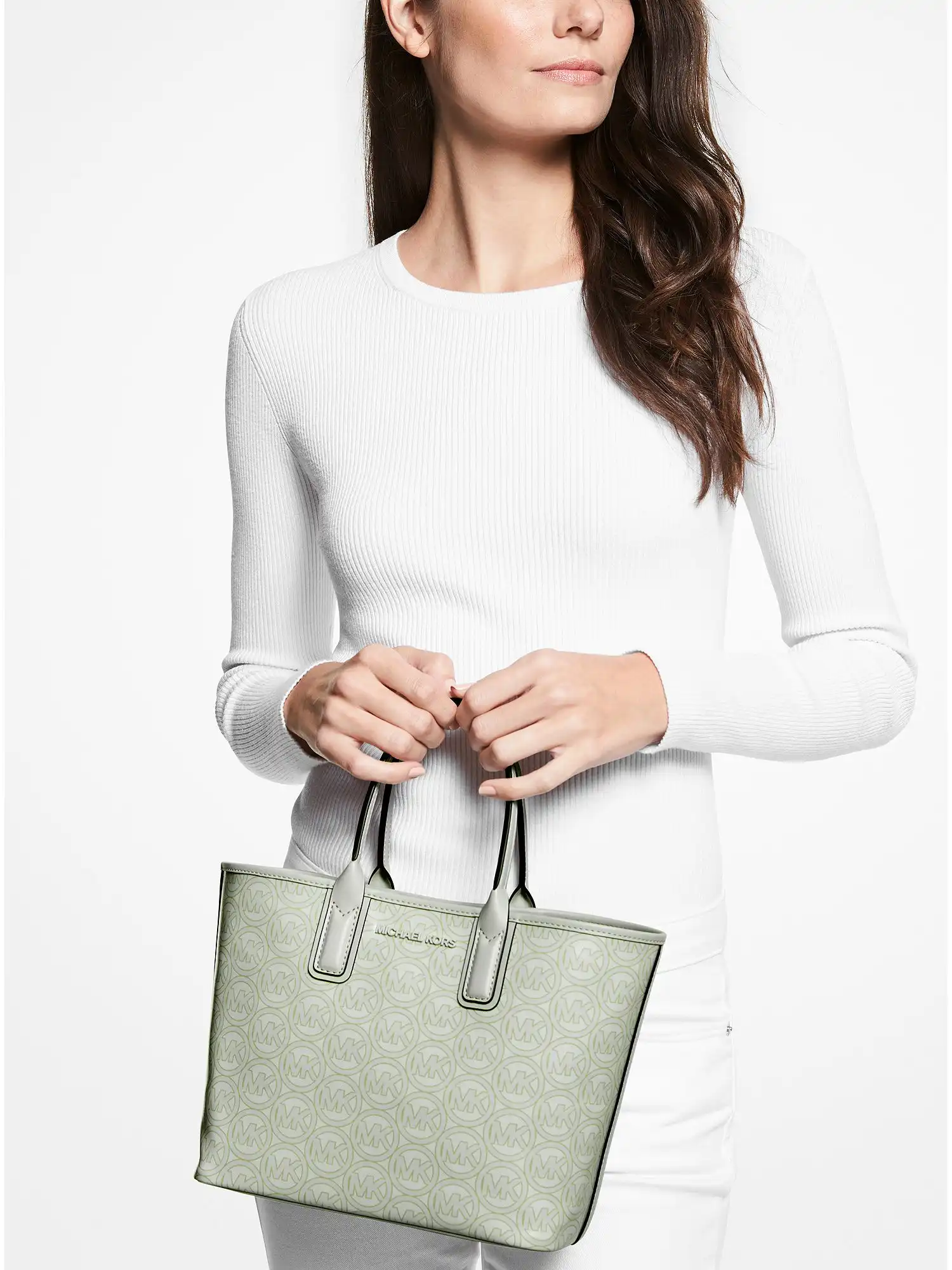 Jodie Small Logo Jacquard Tote Bag Atom Green