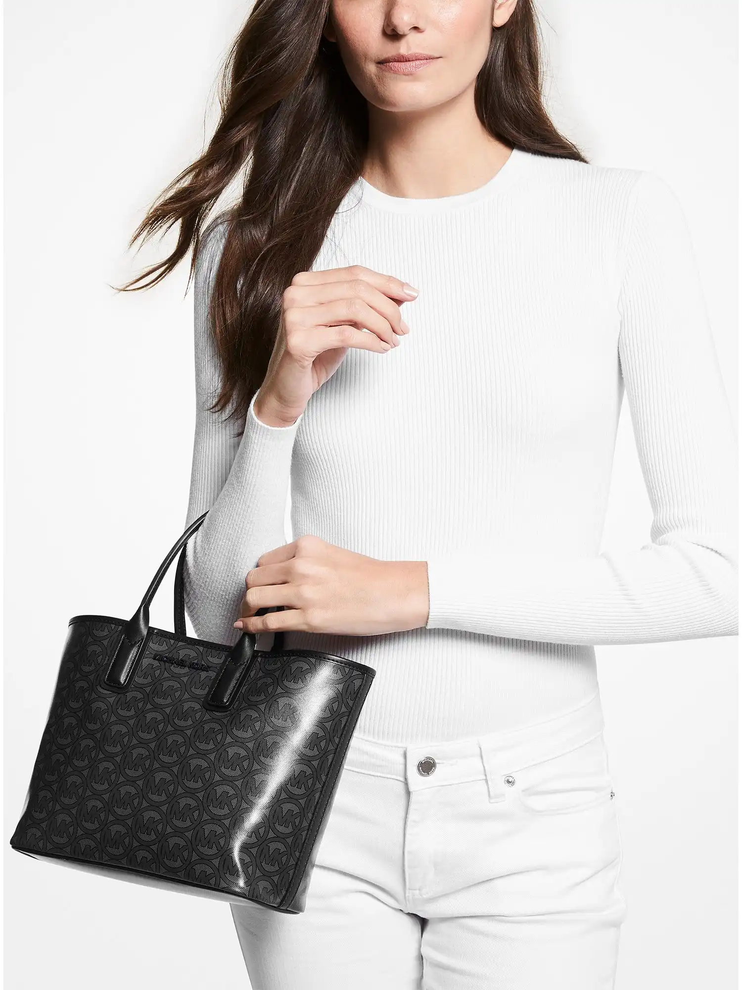Jodie Small Logo Jacquard Tote Bag Black