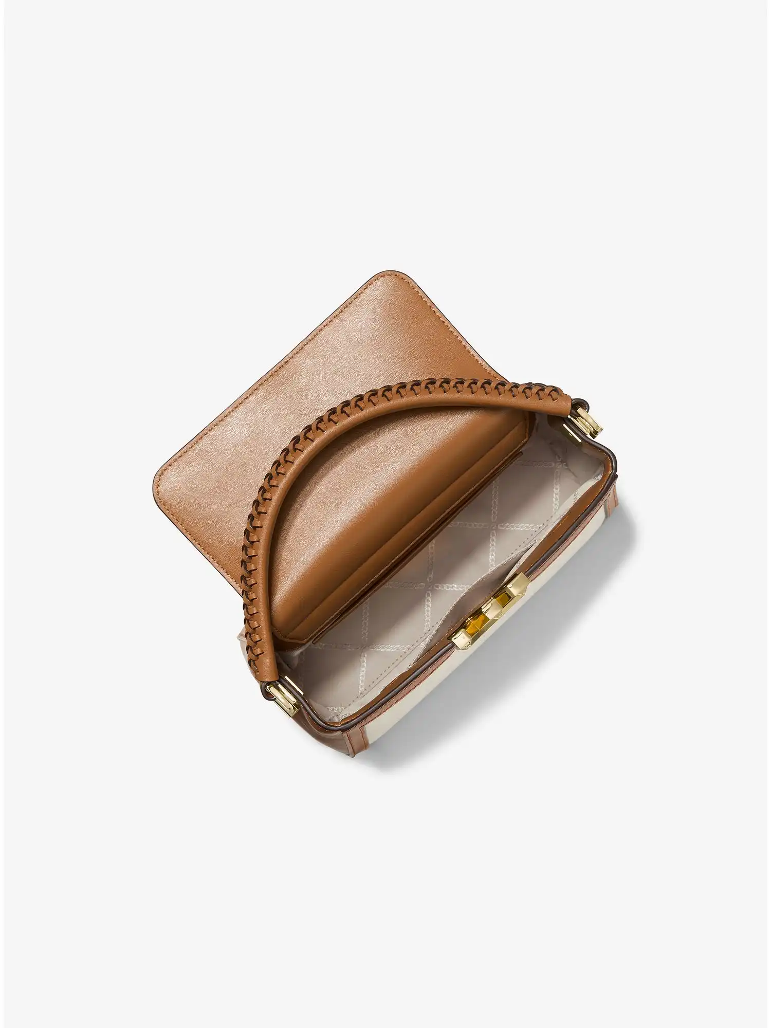 Karlie Small Canvas and Leather Crossbody Bag Natural