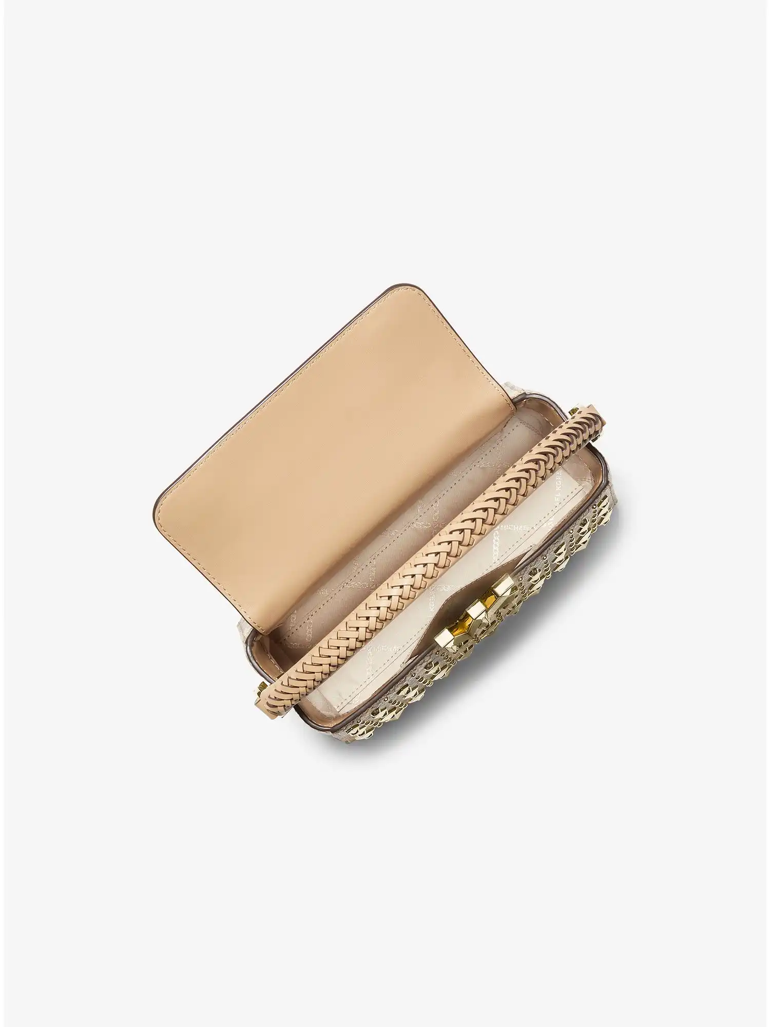 Karlie Small Studded Snake Embossed Leather Crossbody Bag Camel