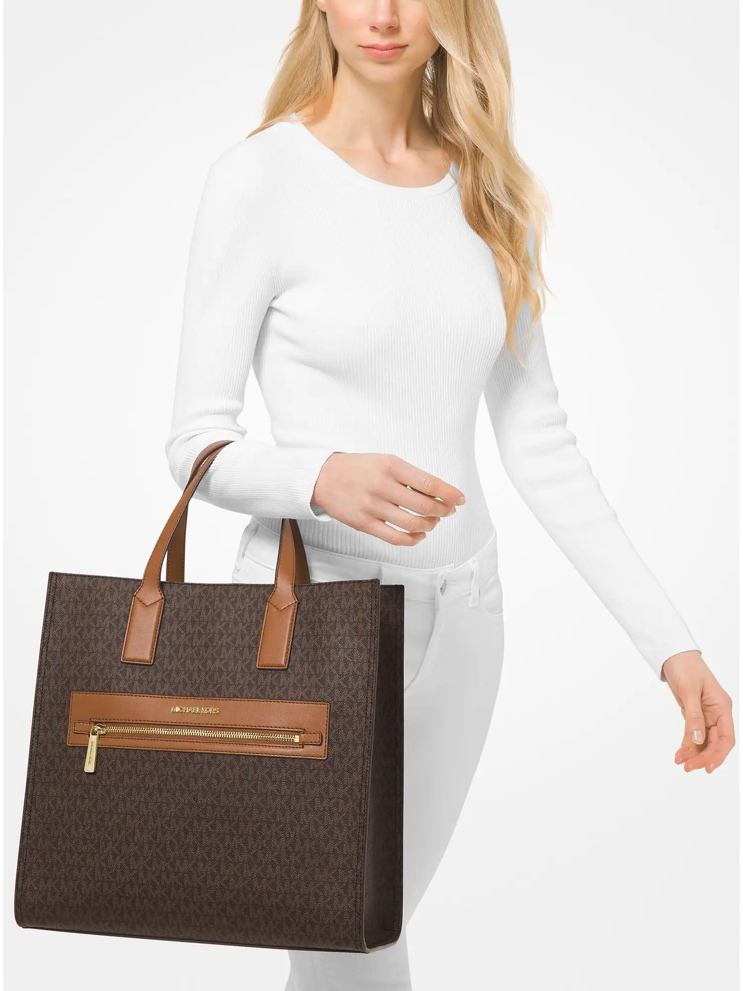 Kenly Large Logo Tote Bag Brown