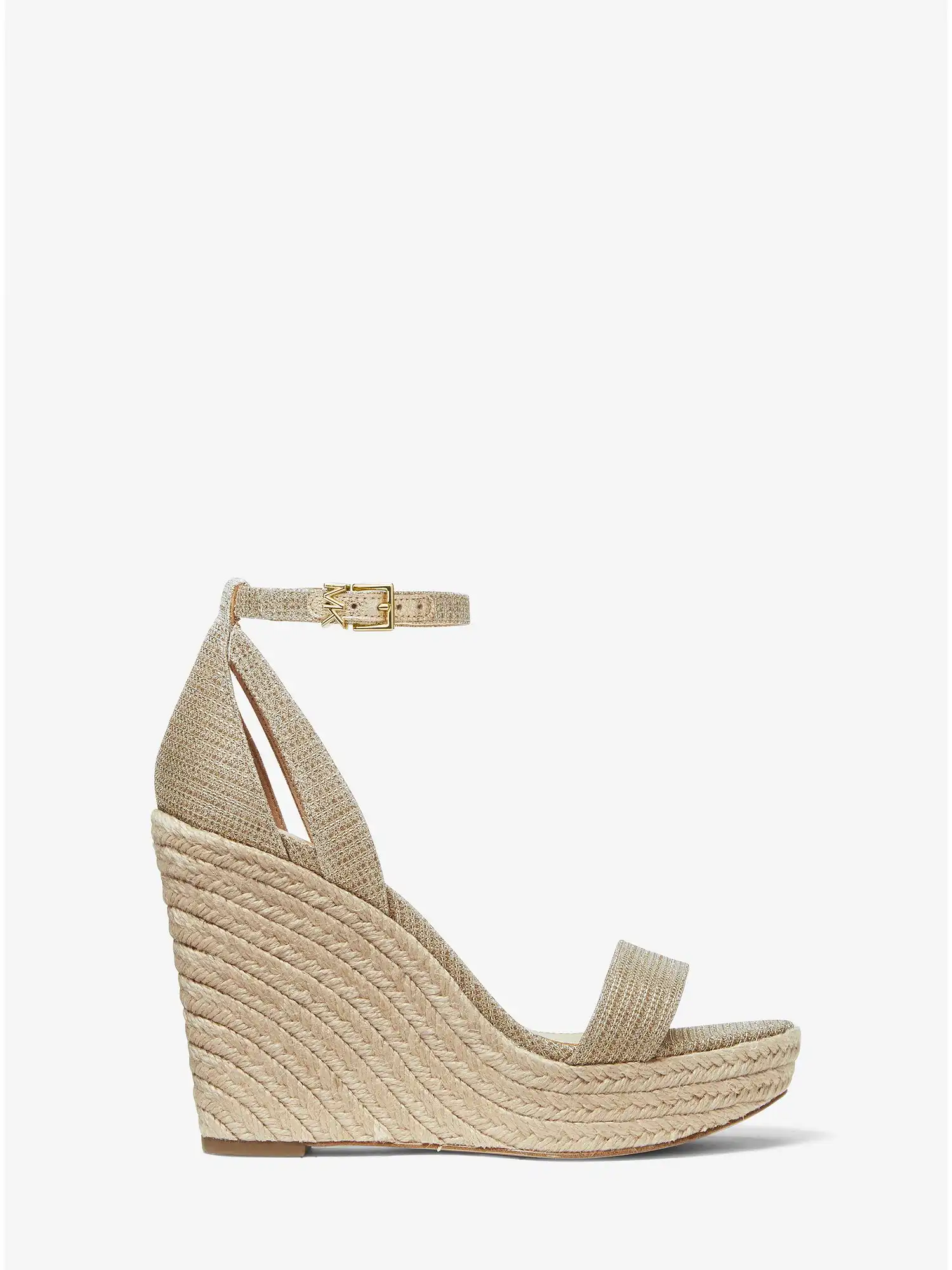 Kimberly Glitter Chain-Mesh Wedge Sandal Lt Gold
