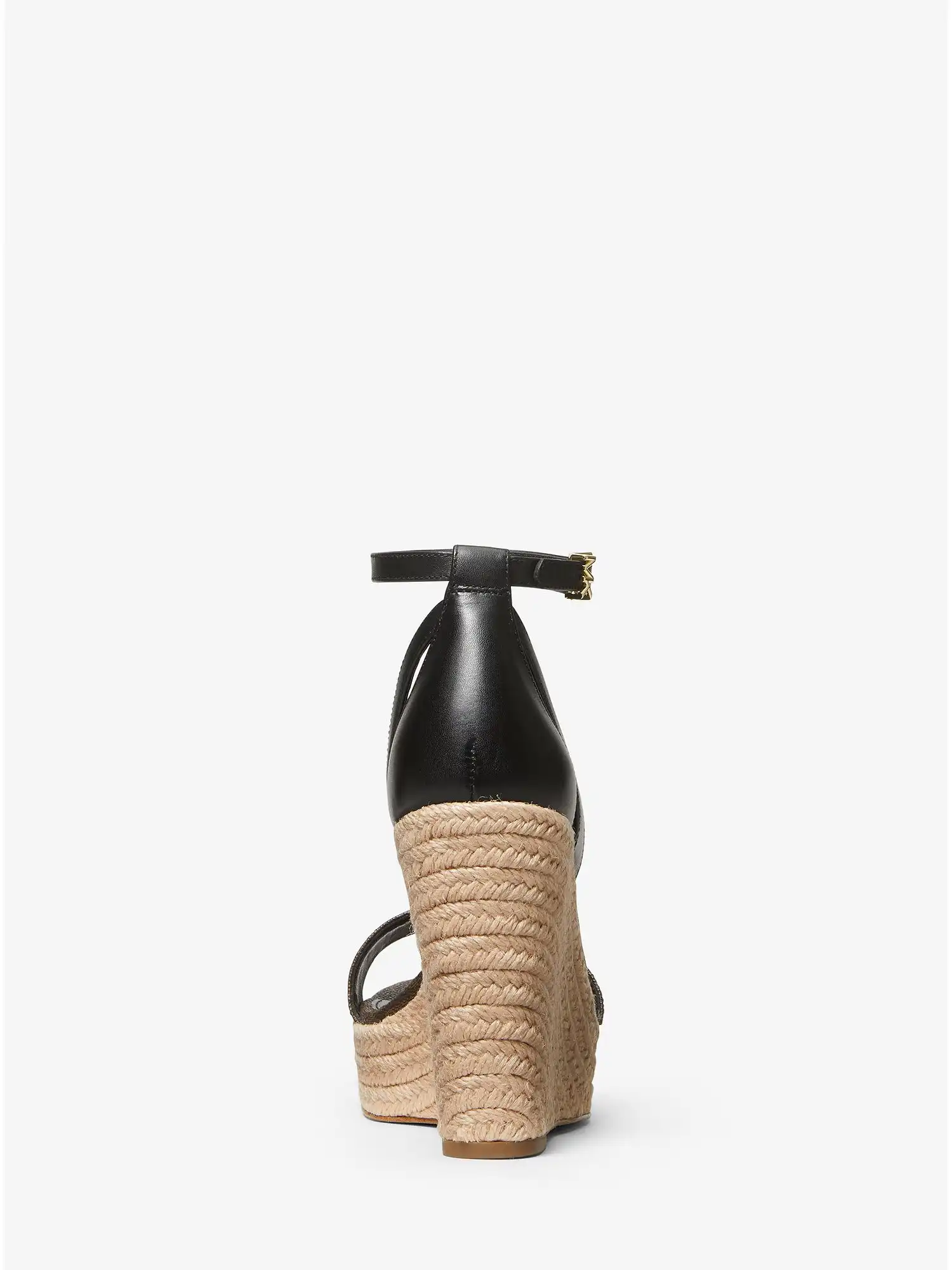 Kimberly Logo and Leather Wedge Sandal Blk Brown