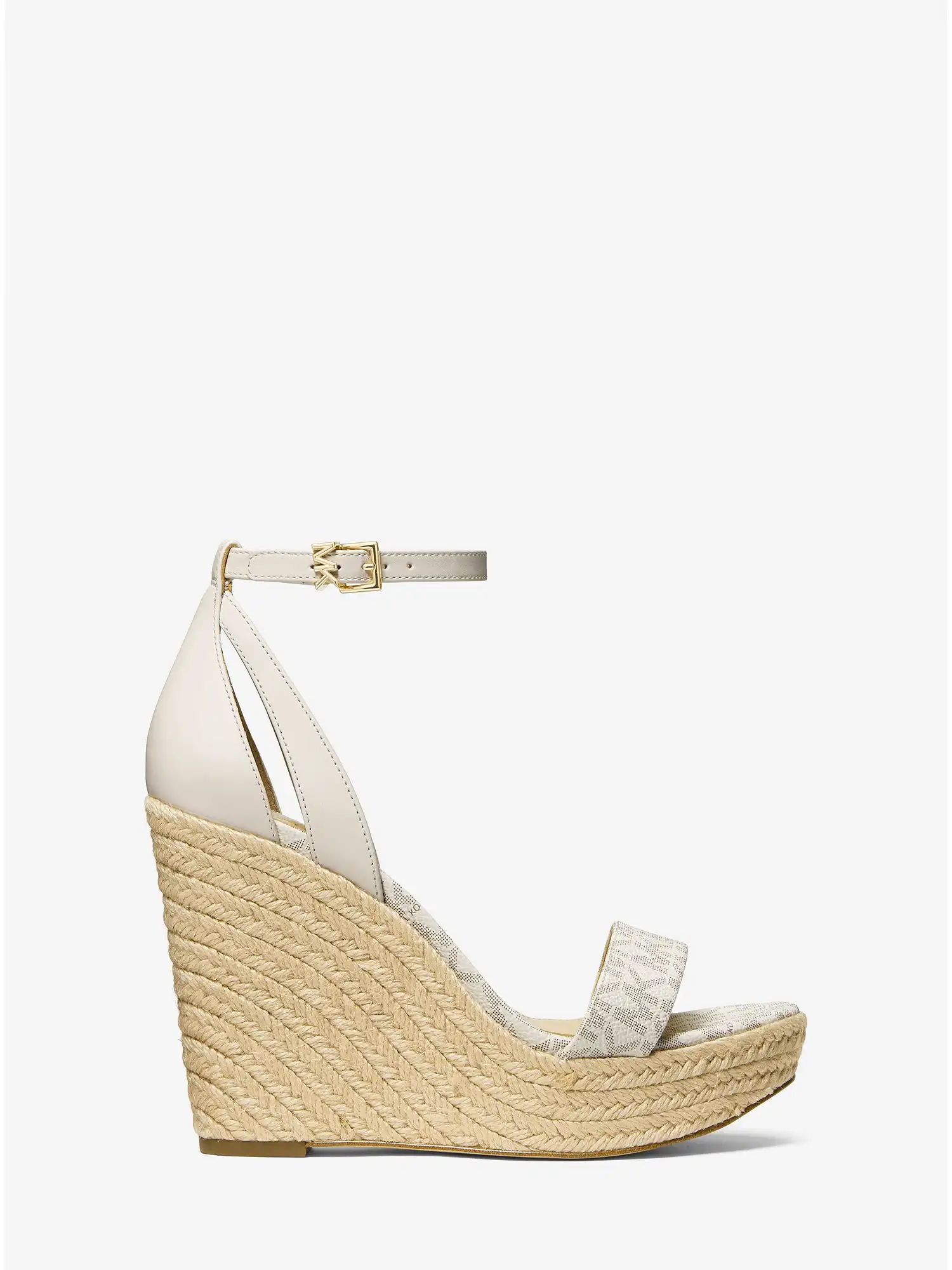 Kimberly Logo and Leather Wedge Sandal Van Cream