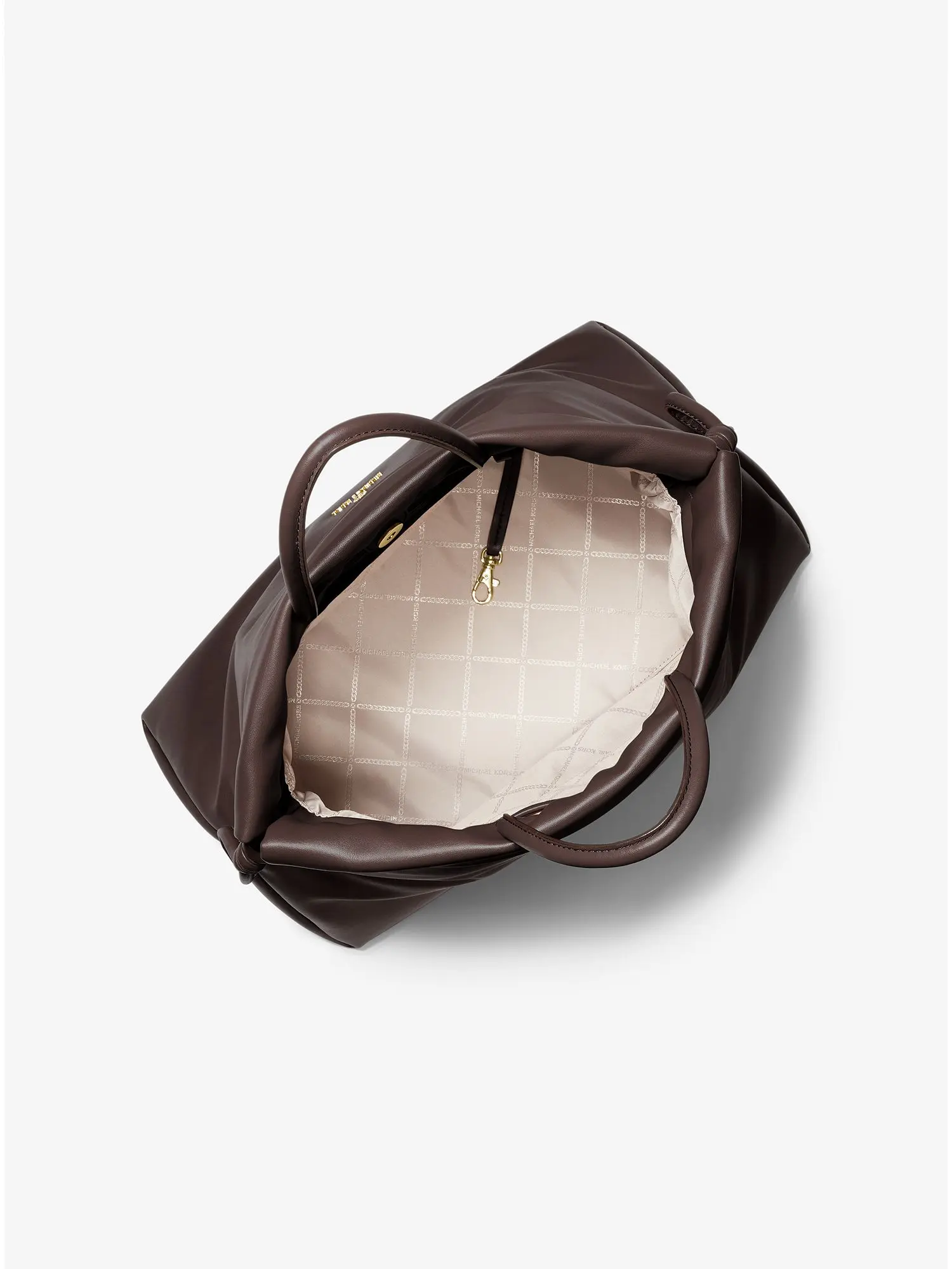 Lina Medium Logo Faux Leather Tote Bag Chocolate