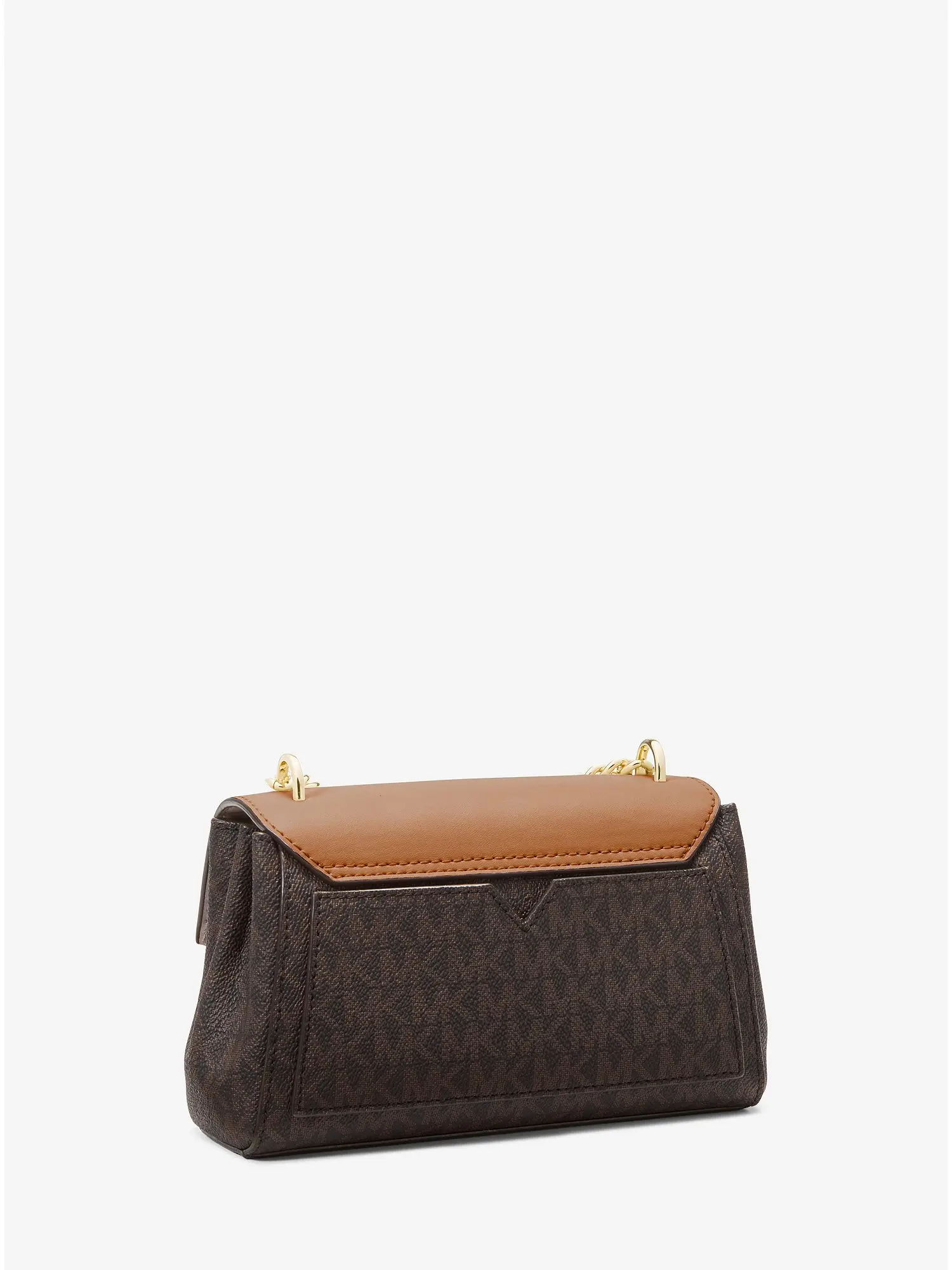 Lita Small Two-Tone Logo and Leather Crossbody Bag Brown