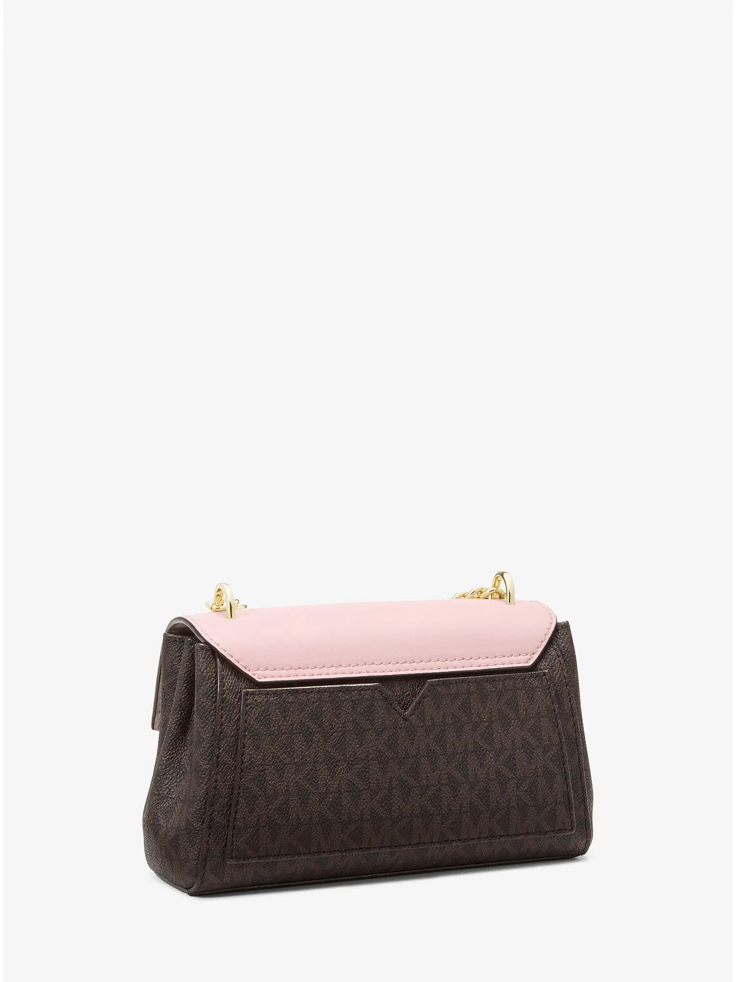 Lita Small Two-Tone Logo and Leather Crossbody Bag Powder Blush