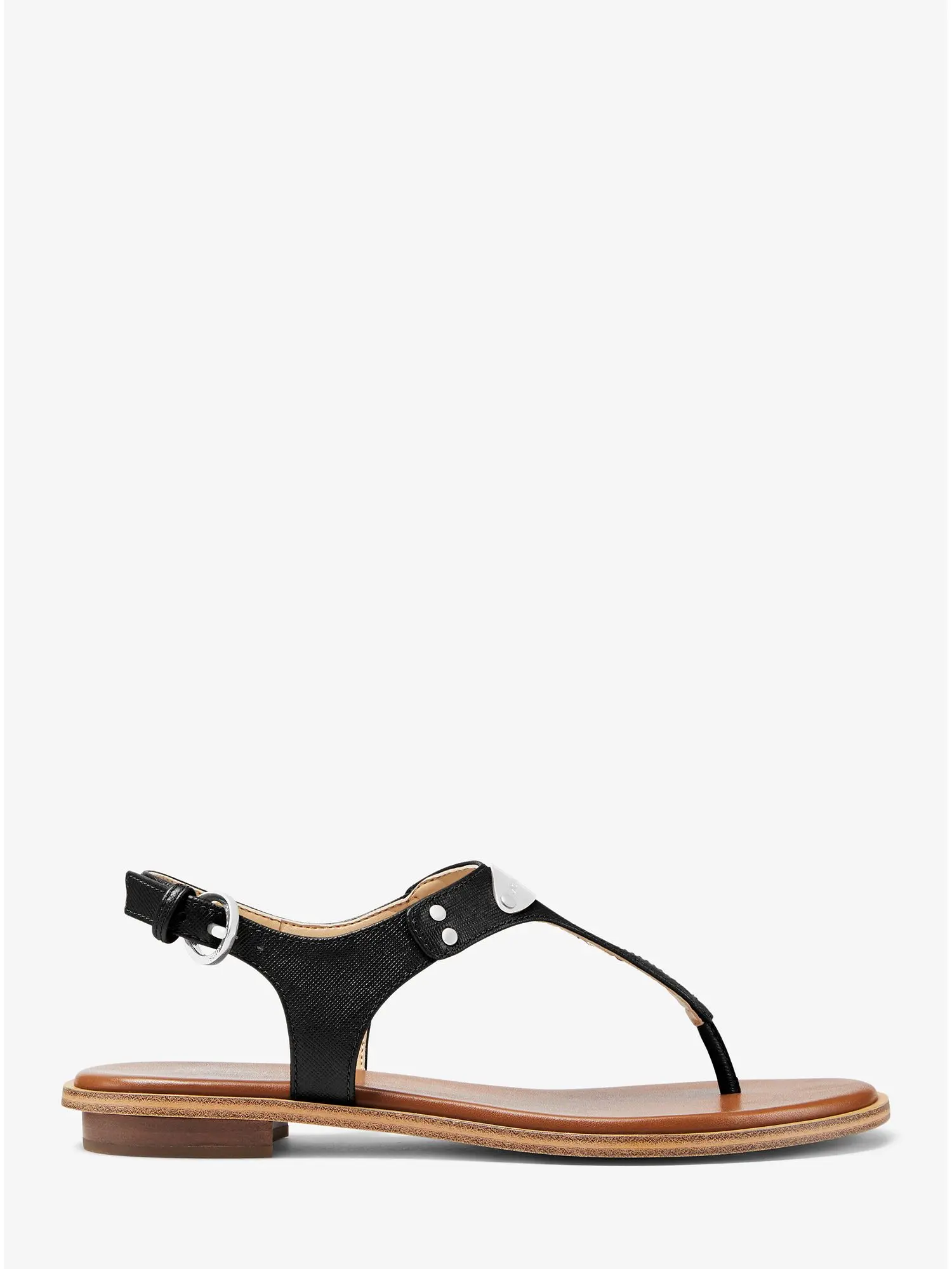 Logo Plate Leather Sandal Black