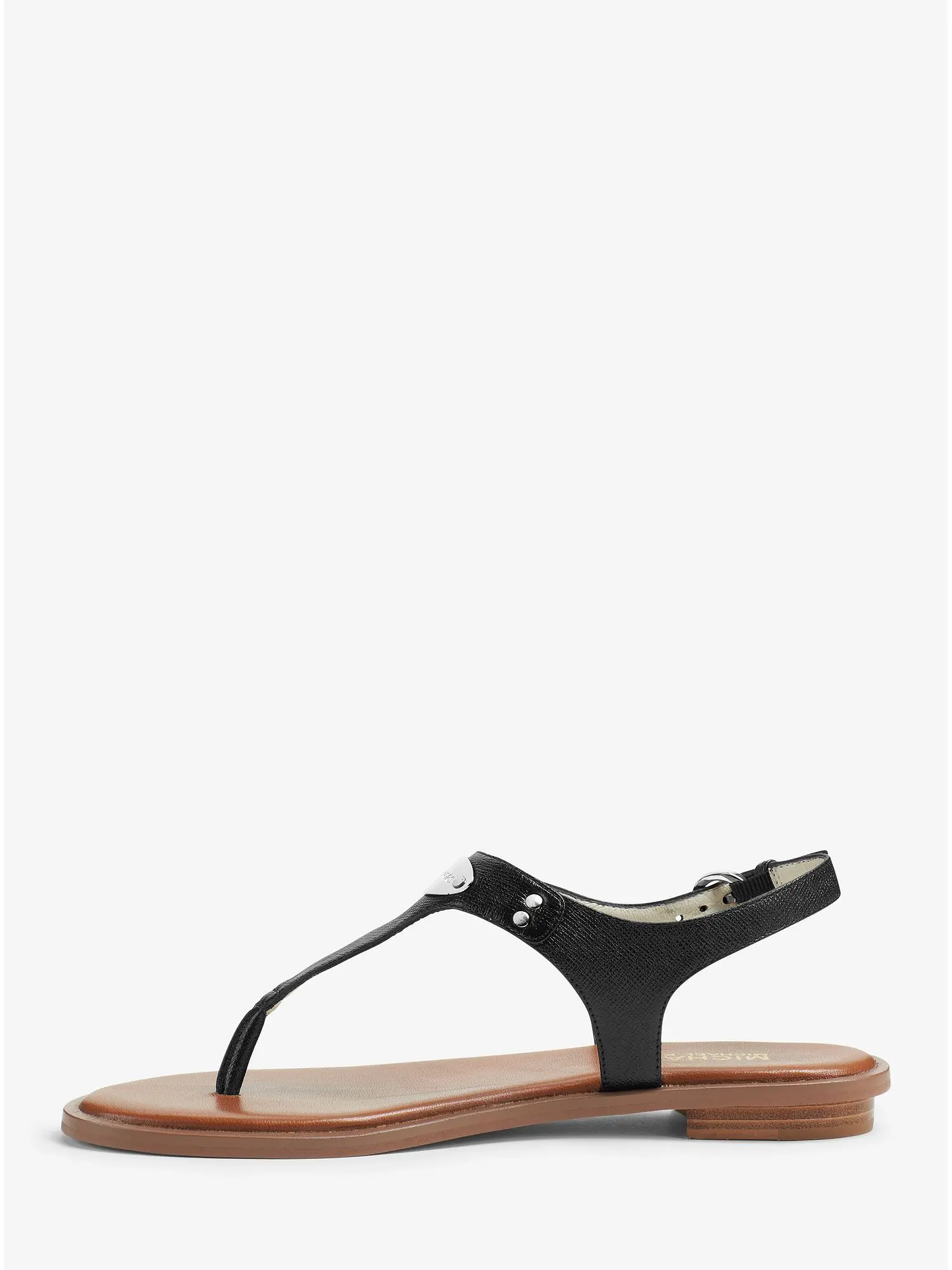 Logo Plate Leather Sandal Black
