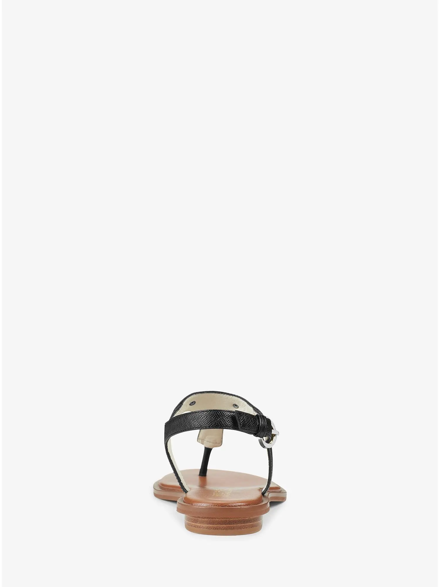 Logo Plate Leather Sandal Black