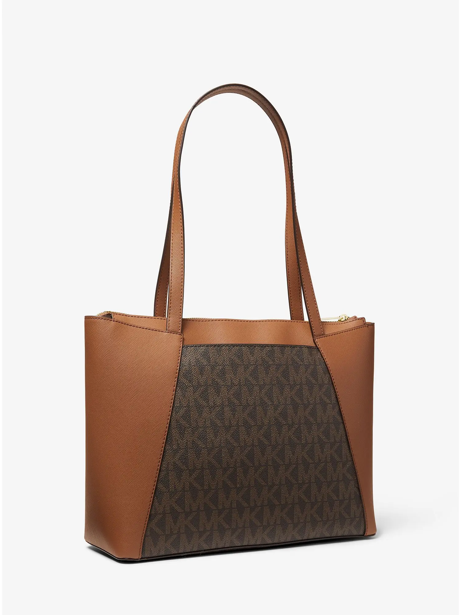 Maddie Medium Logo and Faux Leather Tote Bag Brown