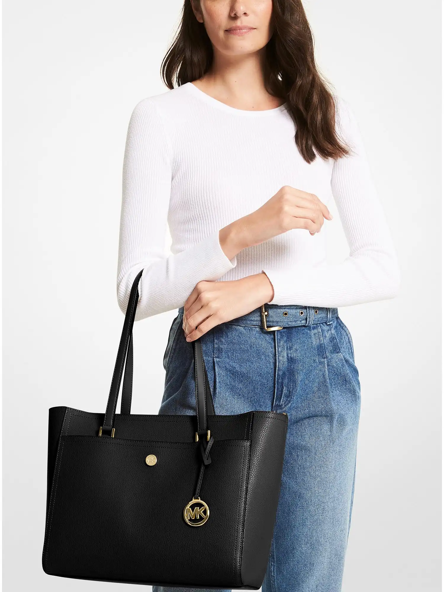 Maisie Large Pebbled Leather 3-in-1 Tote Bag Black