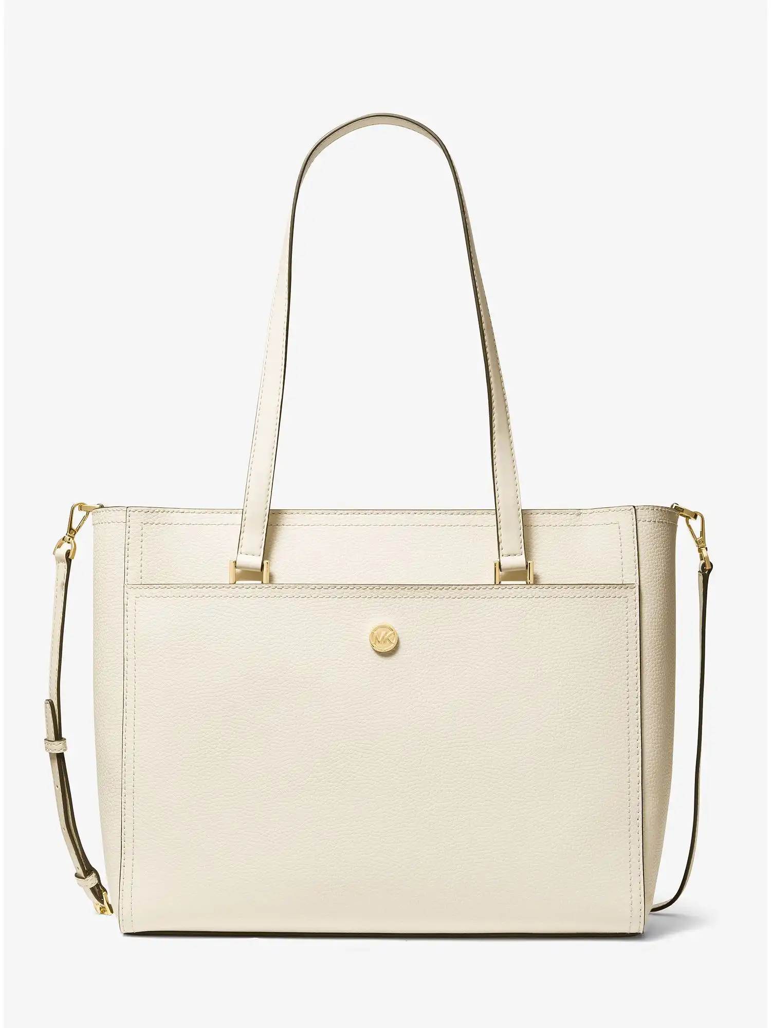 Maisie Large Pebbled Leather 3-in-1 Tote Bag Lt Cream