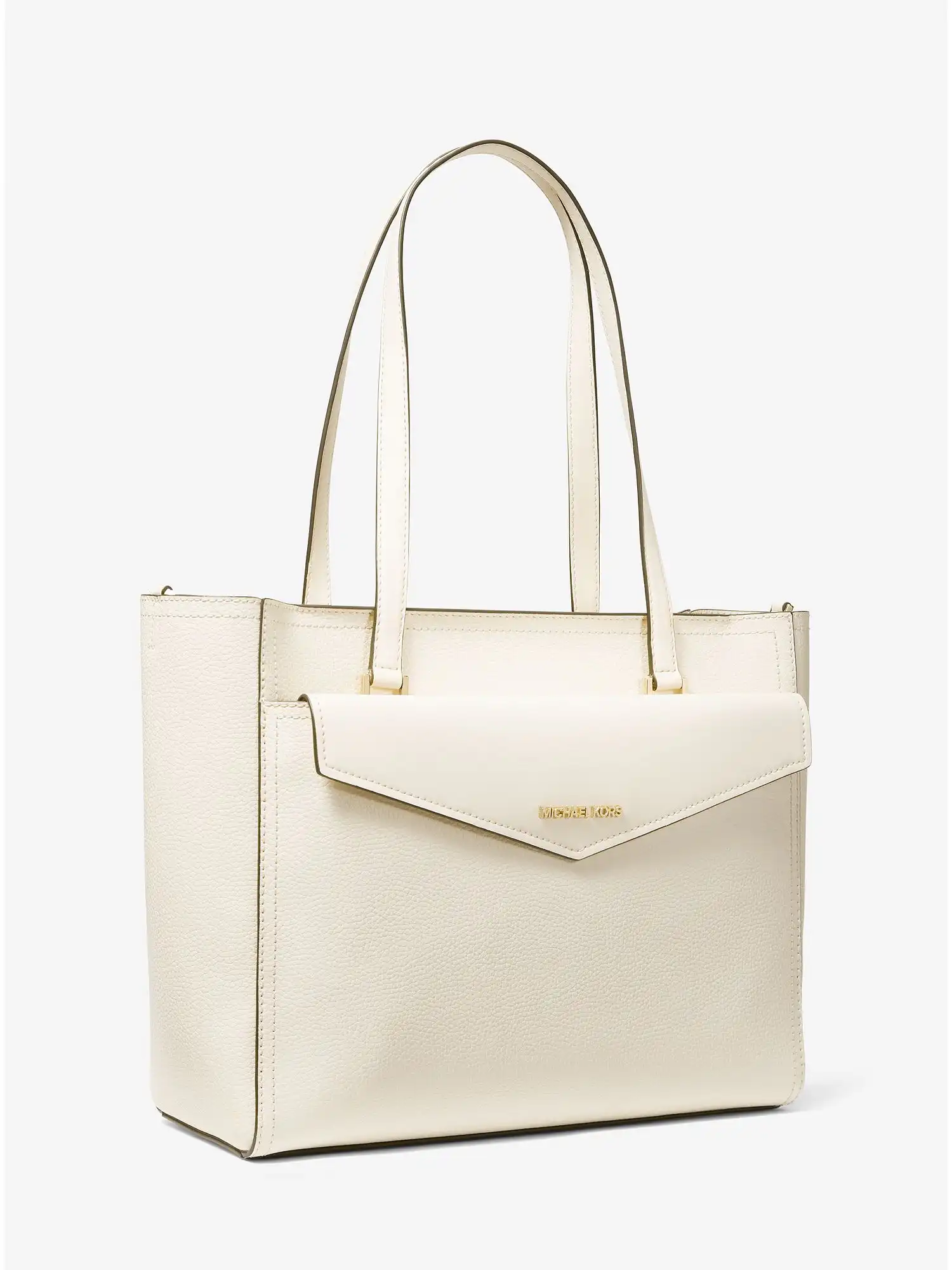 Maisie Large Pebbled Leather 3-in-1 Tote Bag Lt Cream