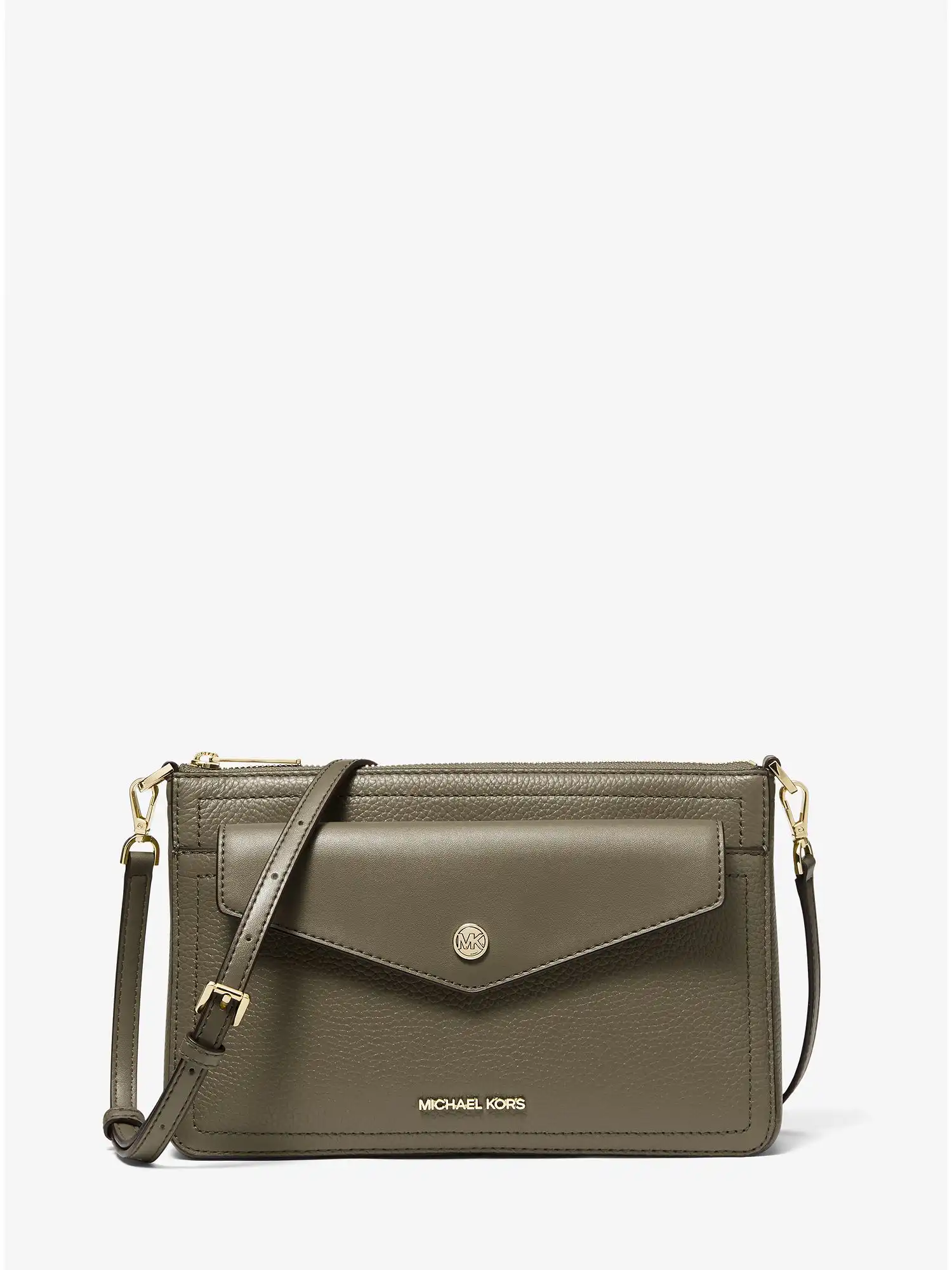 Maisie Medium Pebbled Leather 3-in-1 Crossbody Bag Army Grn Mlt