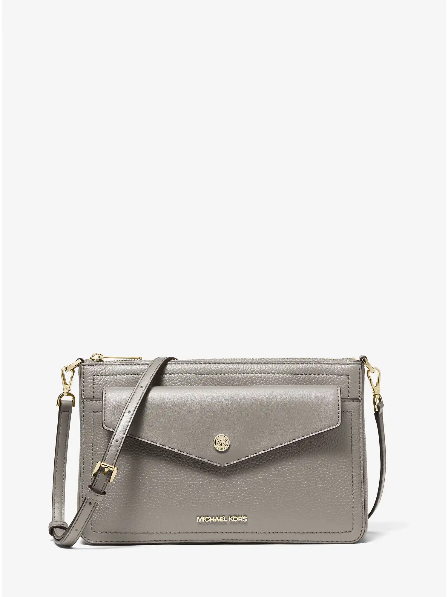 Maisie Medium Pebbled Leather 3-in-1 Crossbody Bag Pearl Grey Multi