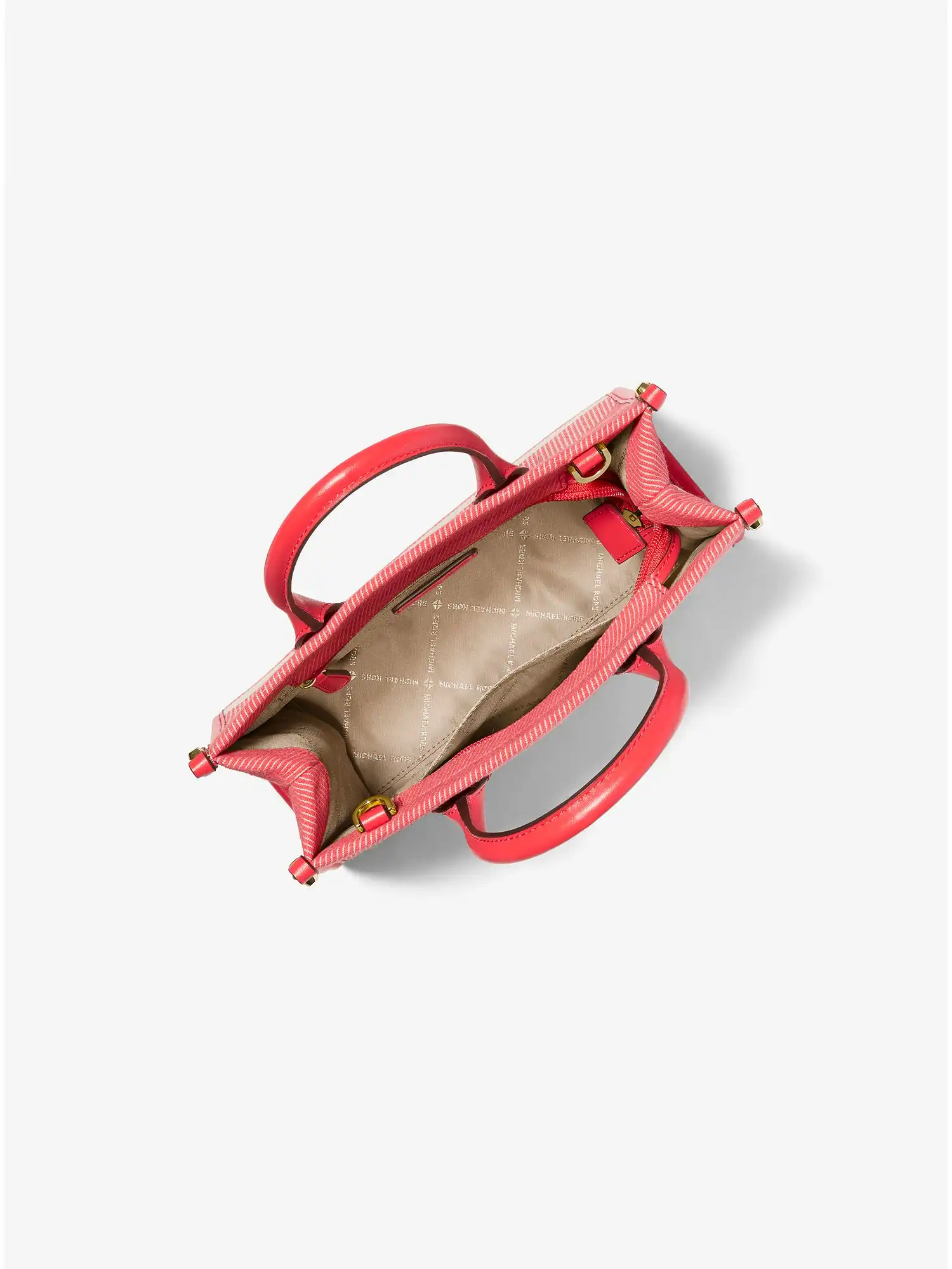 Mirella Small Striped Cotton Canvas Crossbody Bag Coral