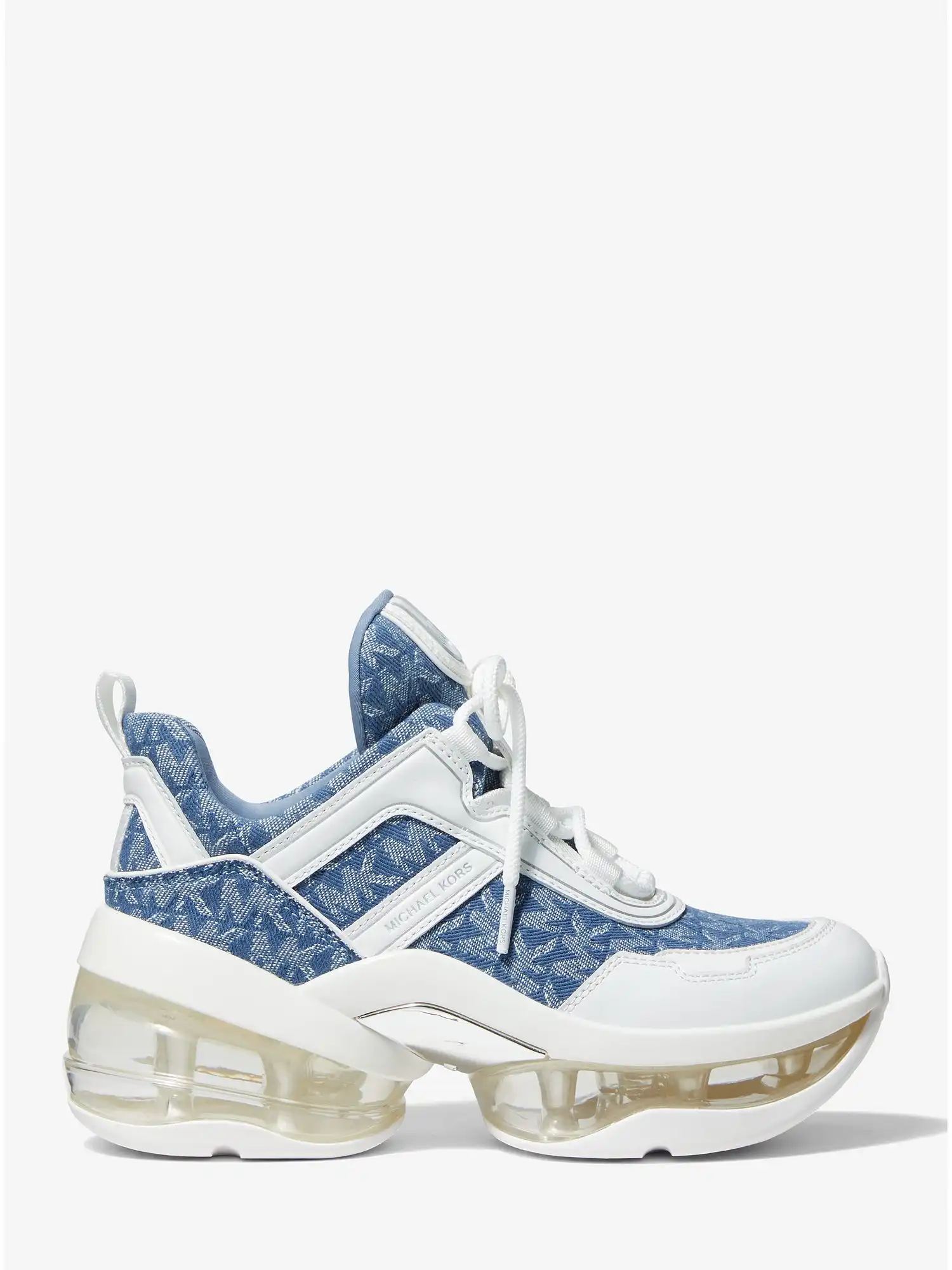 Olympia Extreme Denim Logo Jacquard and Leather Trainer Denim