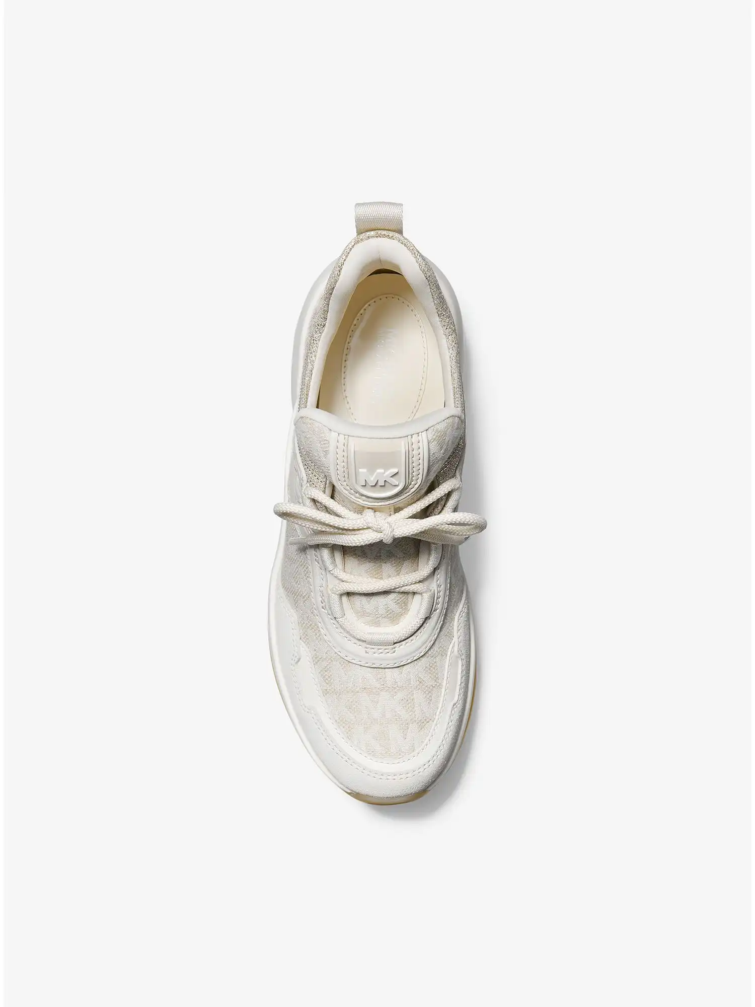 Olympia Logo Jacquard and Glitter Chain-Mesh Trainer Natural Combo