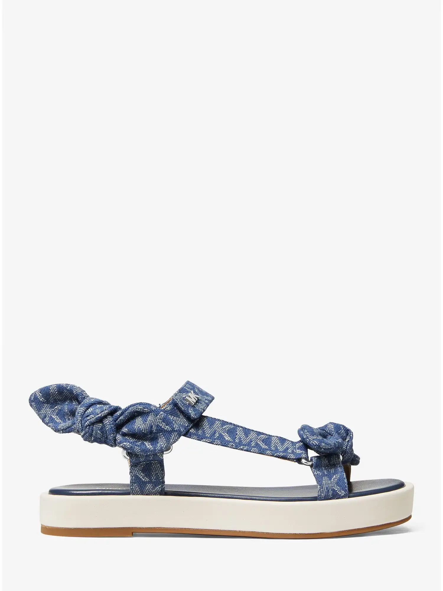 Phoebe Denim Logo Jacquard Bow Sandal Denim