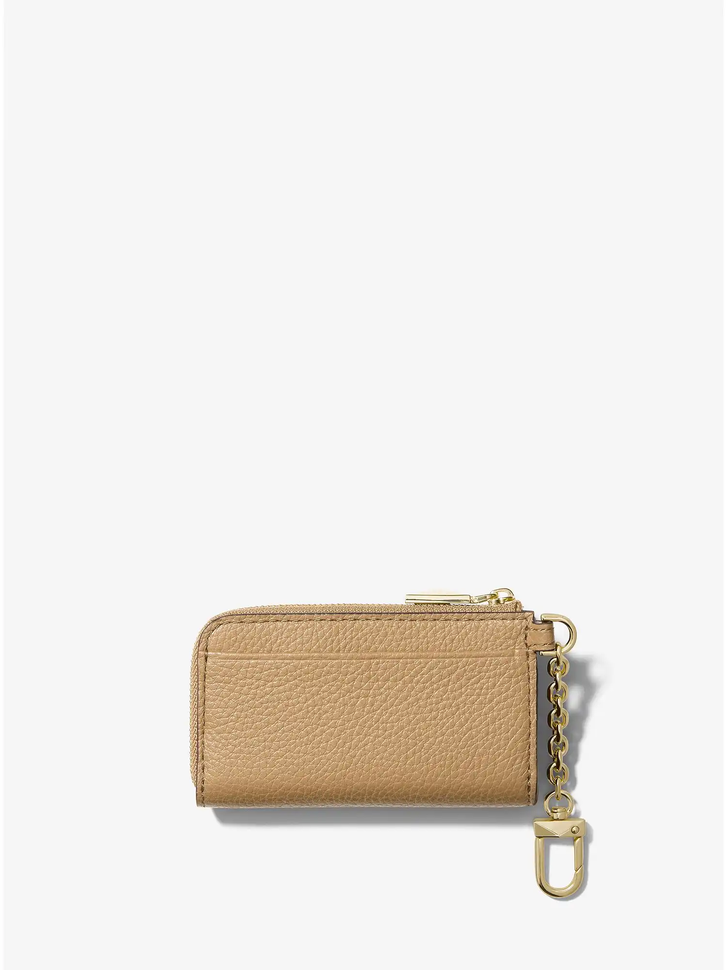 Piper Pebbled Leather Zip Card Case Camel