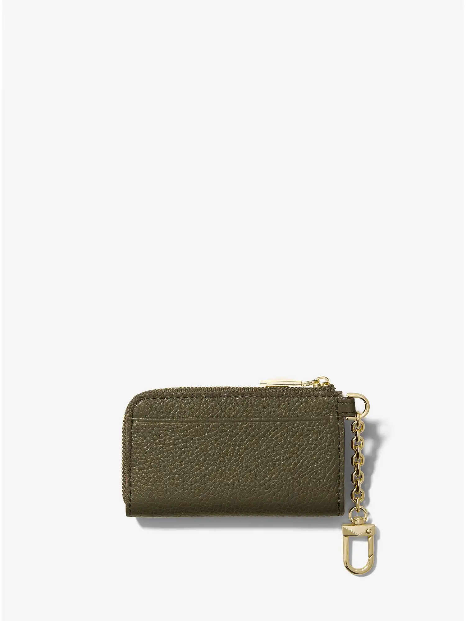 Piper Pebbled Leather Zip Card Case Olive